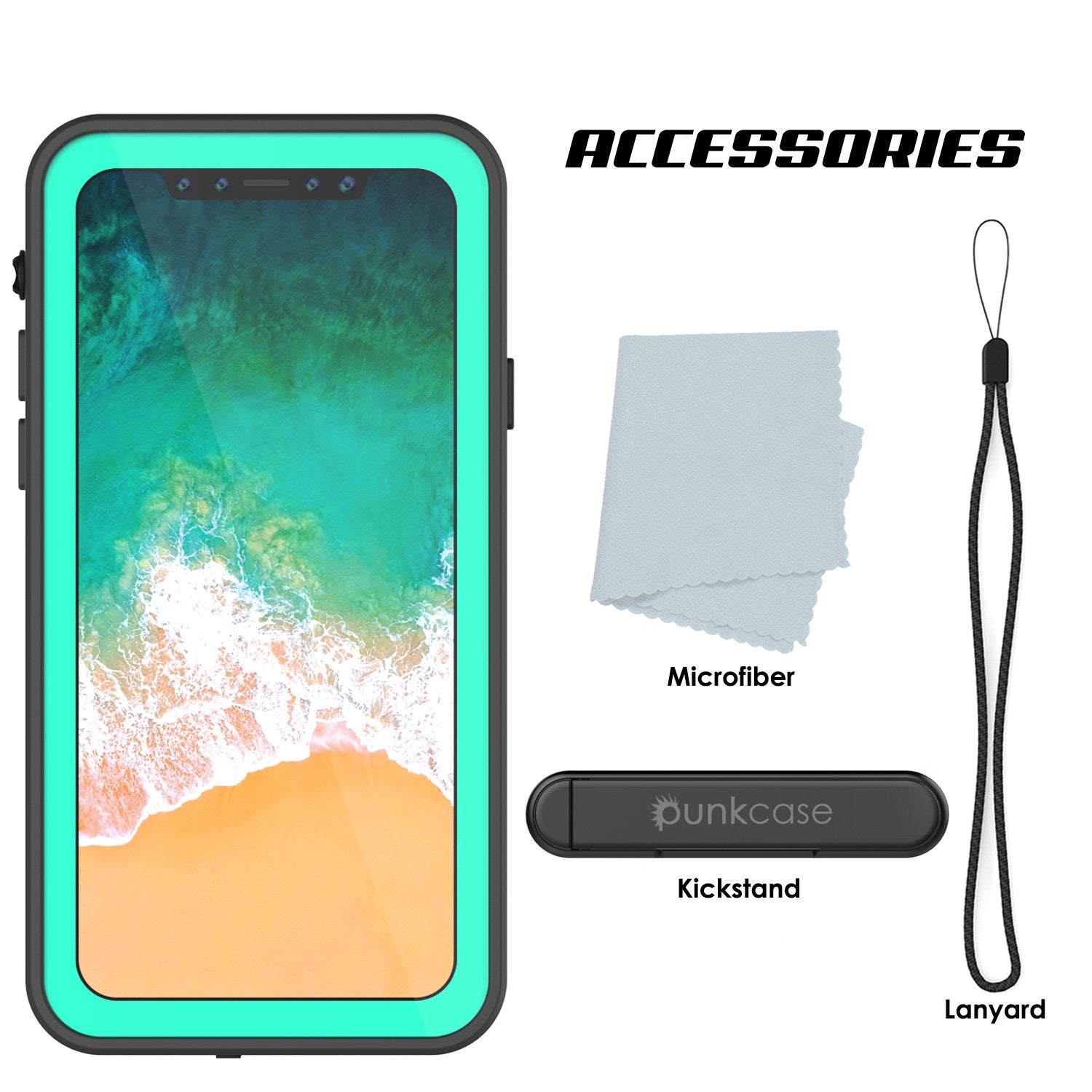 iPhone X Plus Waterproof Case, Punkcase StudStar Series Cover [Teal]