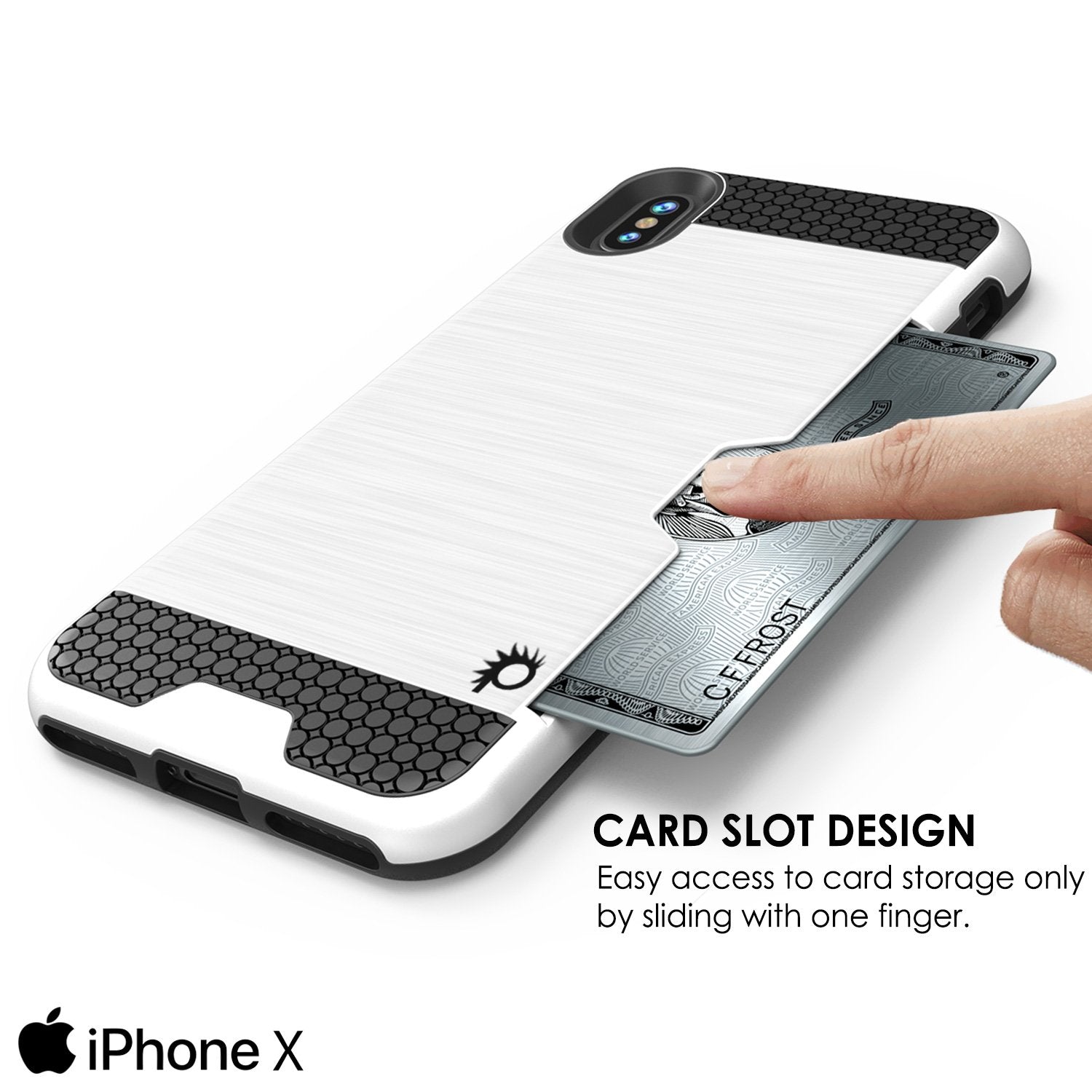 iPhone X Case, Punkcase Slot Series Slim Fit Dual-Layer Cover [White]