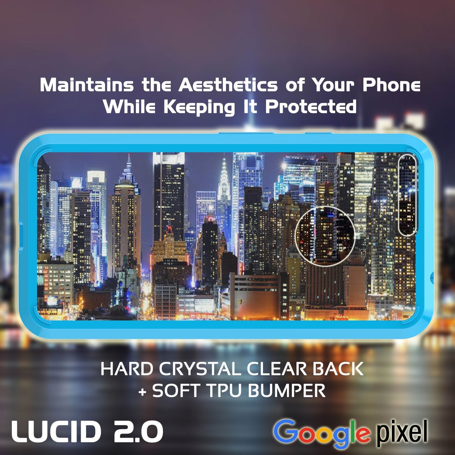 Google Pixel Case Punkcase® LUCID 2.0 Light Blue Series w/ PUNK SHIELD Glass Screen Protector | Ultra Fit