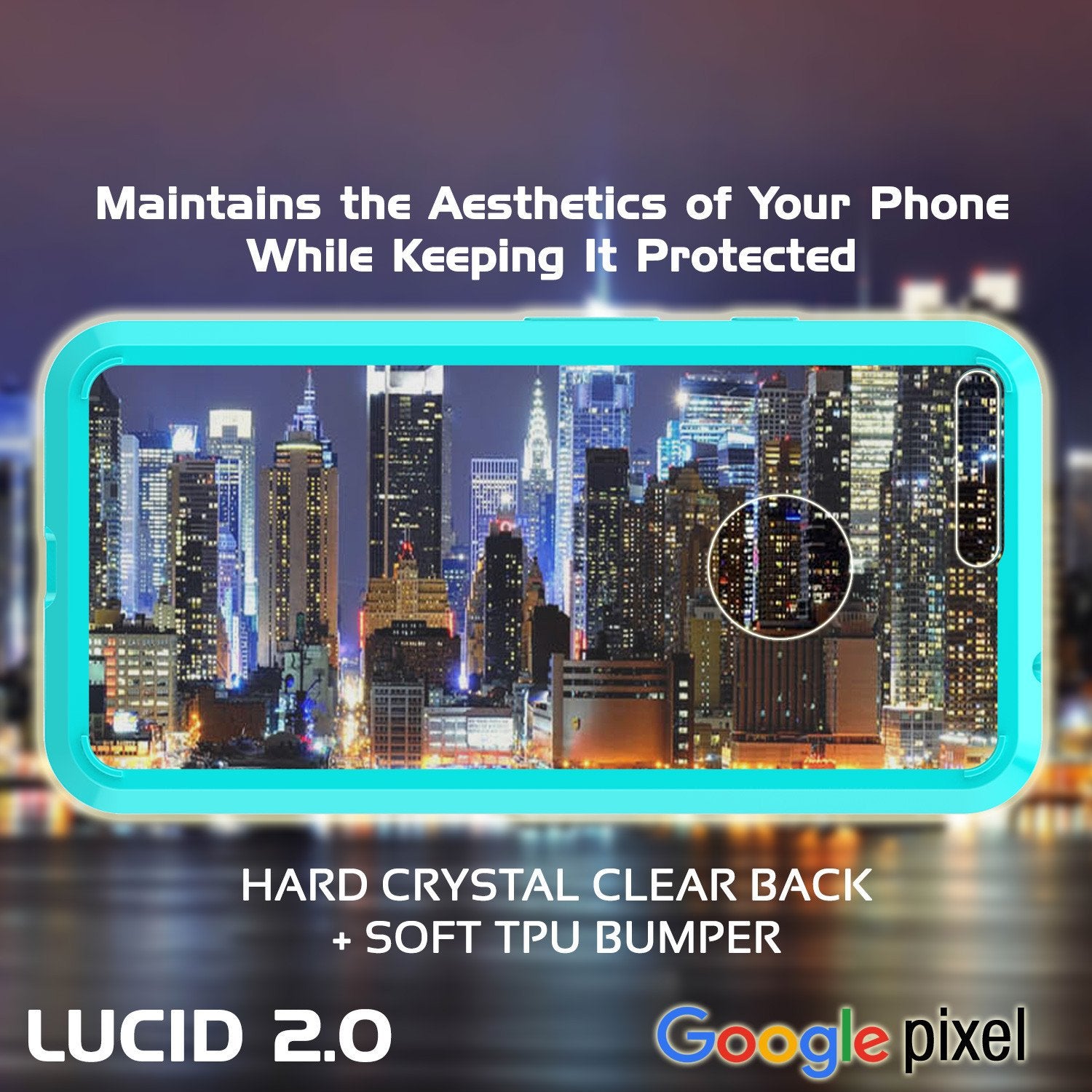 Google Pixel XL Case Punkcase® LUCID 2.0 Teal Series w/ PUNK SHIELD Glass Screen Protector | Ultra Fit