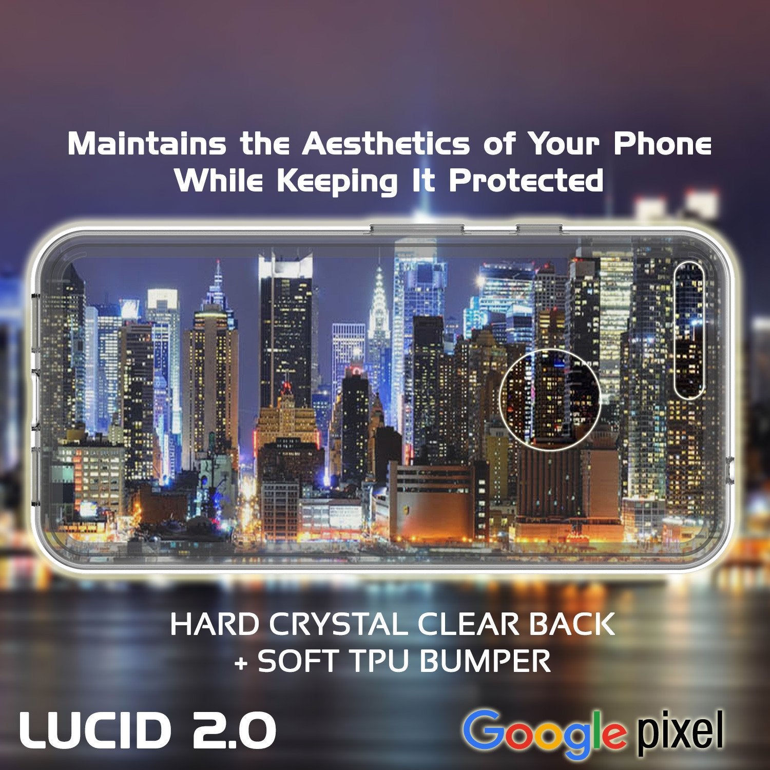 Google Pixel XL Case Punkcase® LUCID 2.0 Crystal Black Series w/ PUNK SHIELD Glass Screen Protector | Ultra Fit