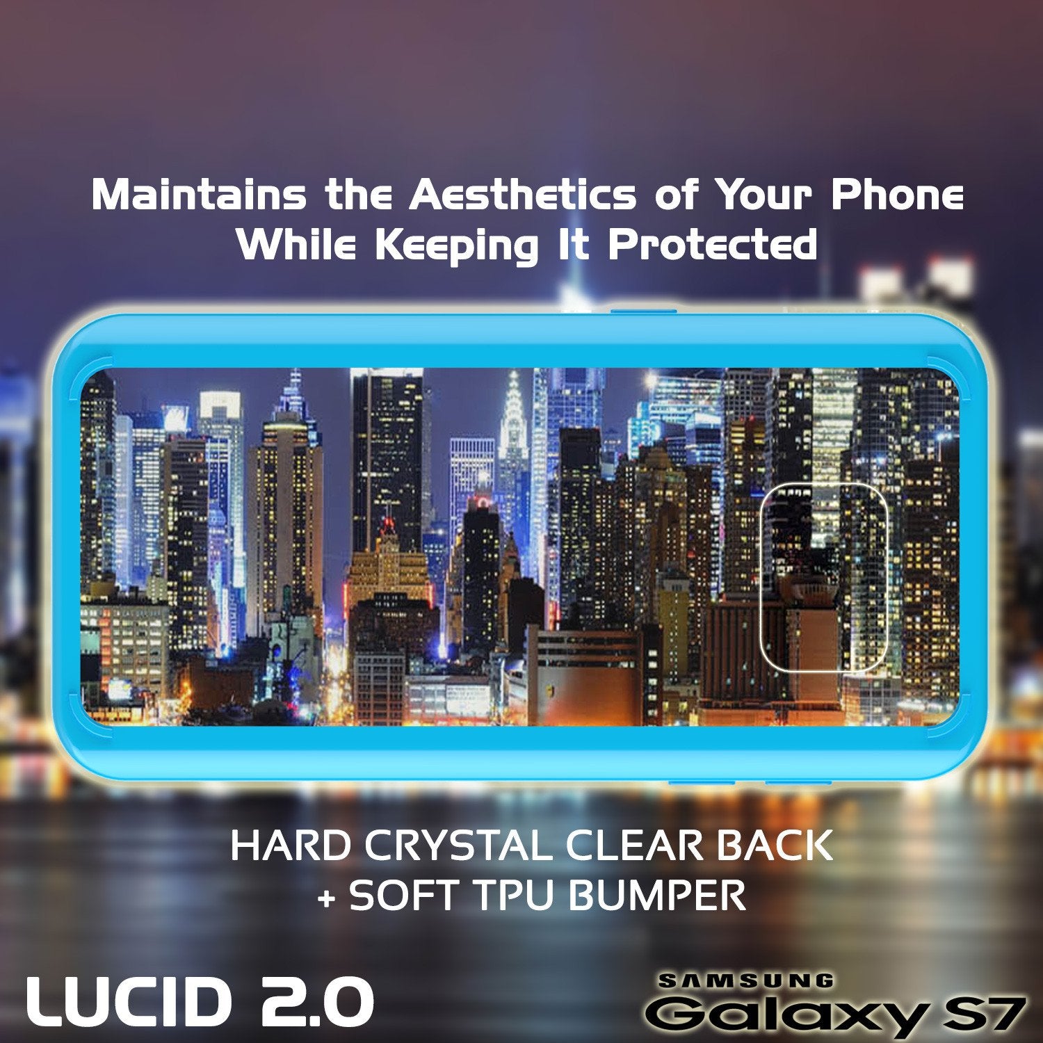 S7 Case Punkcase® LUCID 2.0 Light Blue Series w/ PUNK SHIELD Glass Screen Protector | Ultra Fit