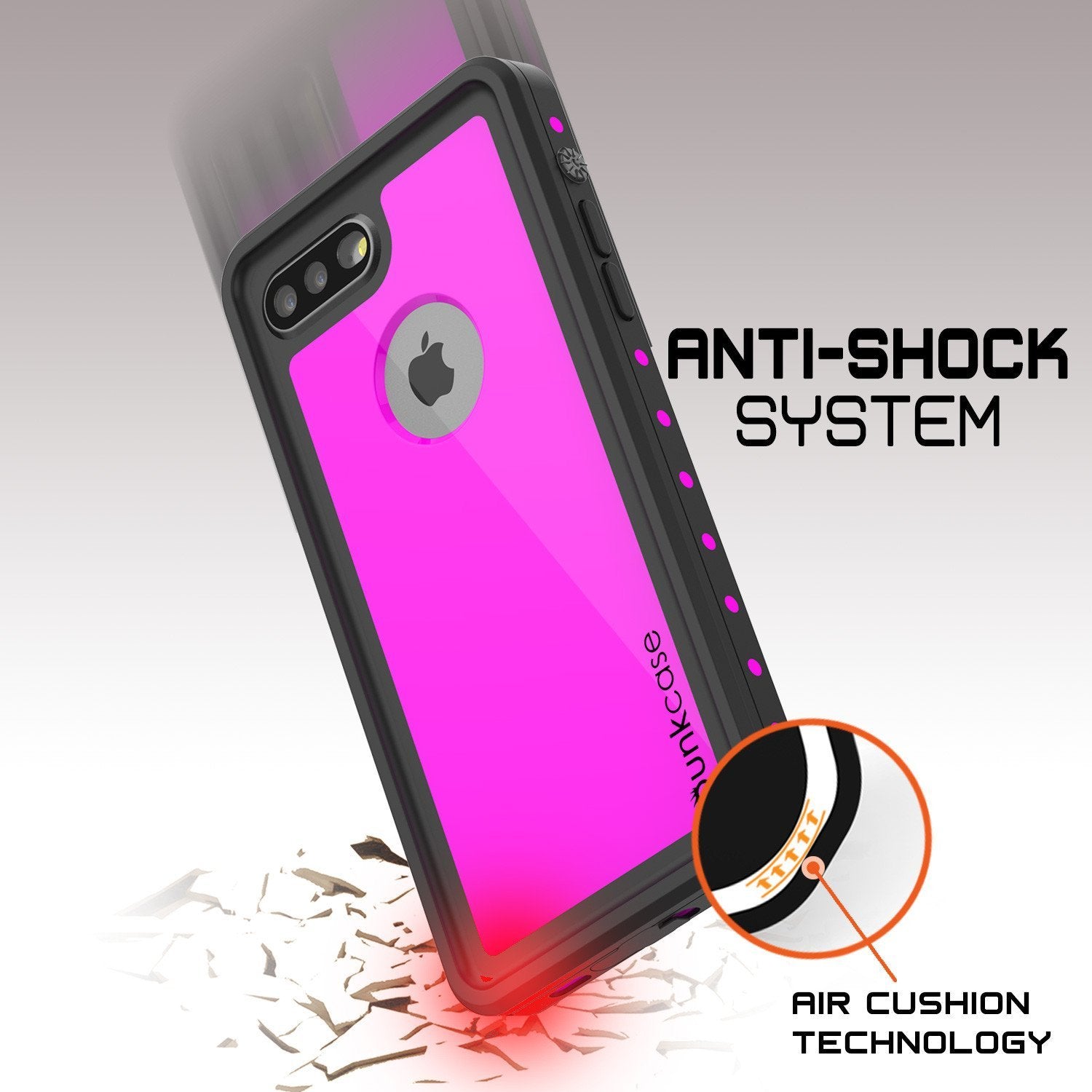 iPhone 8+ Plus Waterproof IP68 Case, Punkcase [Pink] [StudStar Series] [Slim Fit] [Dirtproof]