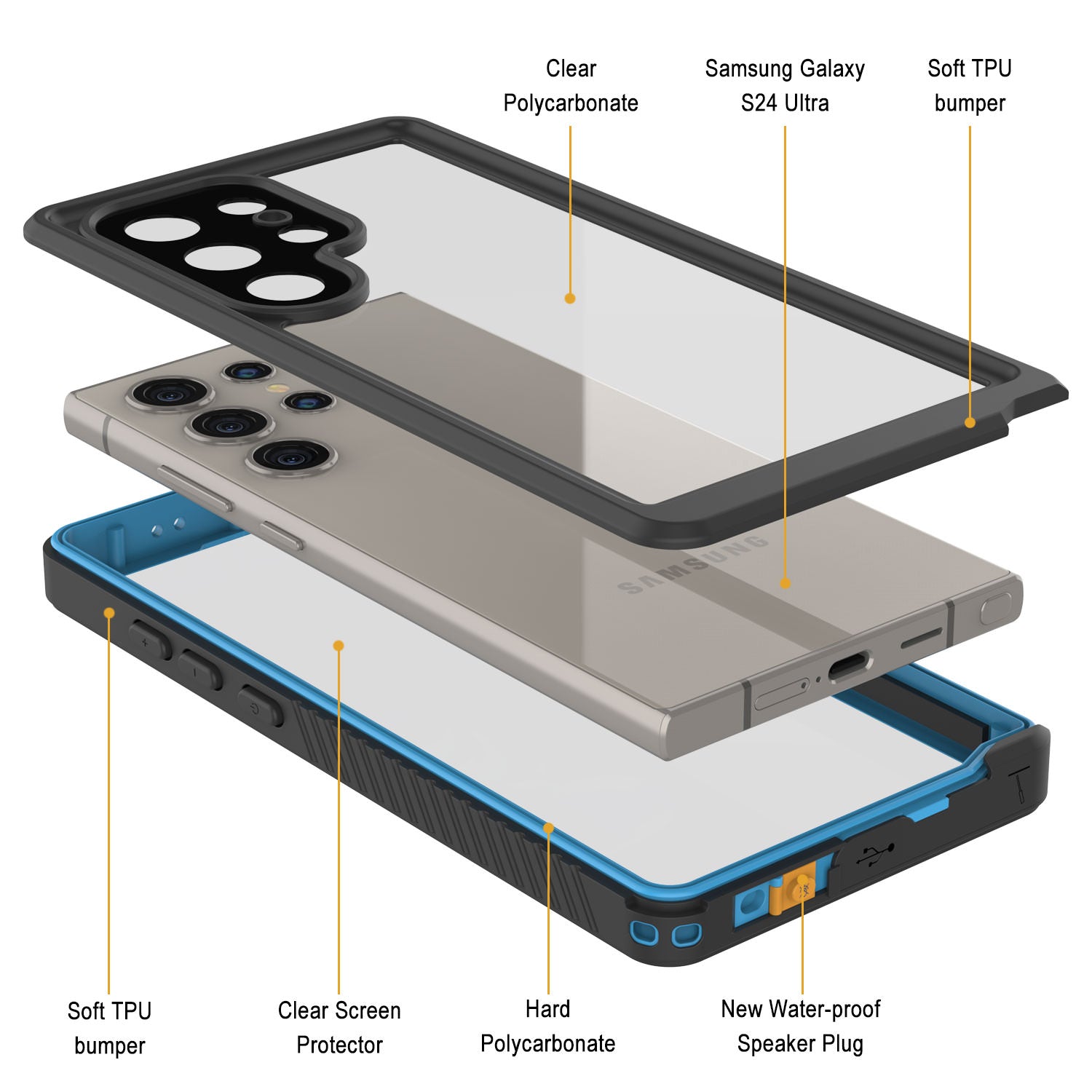 Galaxy S24 Ultra Water/ Shock/ Snow/ dirt proof [Extreme Series] Slim Case [Light Blue]