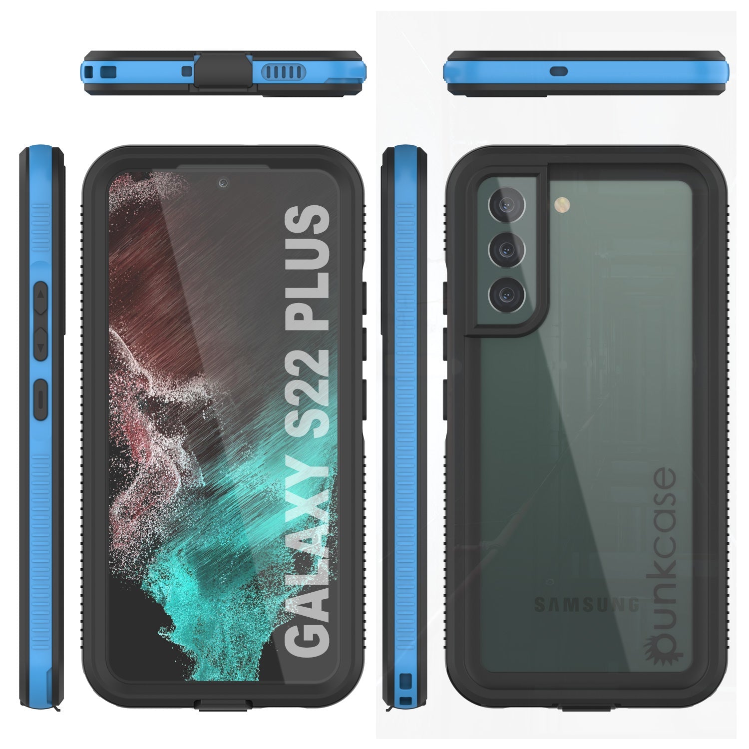 Galaxy S22+ Plus Waterproof Case PunkCase Ultimato Light Blue Thin 6.6ft Underwater IP68 ShockProof [Blue]