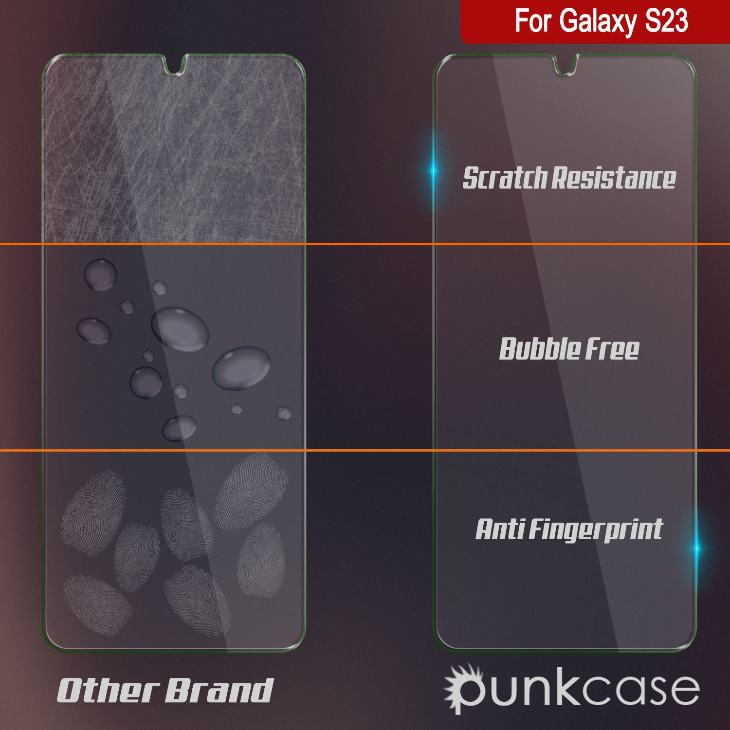 Galaxy S23  Black Punkcase Glass SHIELD Tempered Glass Screen Protector 0.33mm Thick 9H Glass