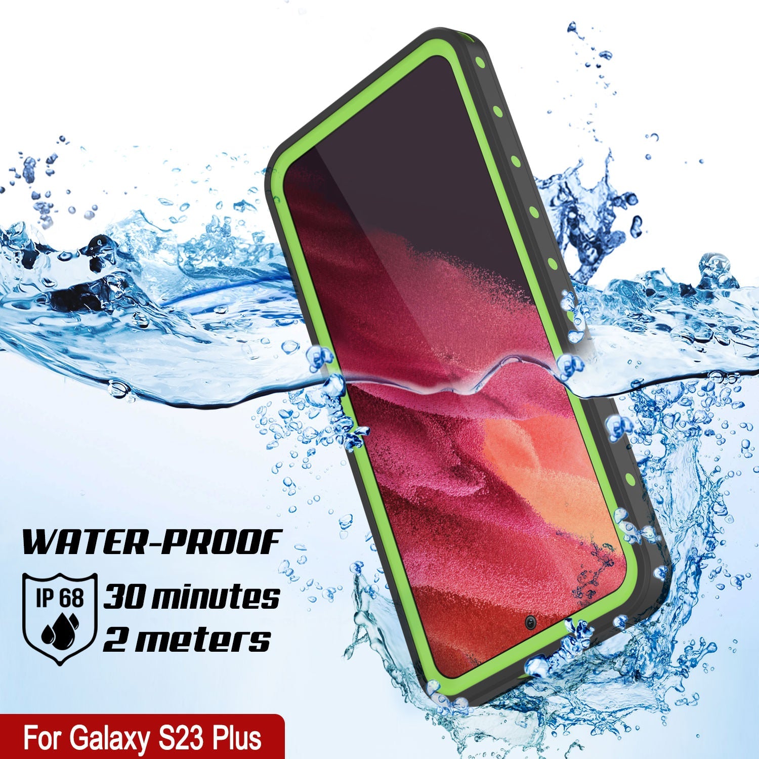 Galaxy S23+ Plus Waterproof Case PunkCase StudStar Light Green Thin 6.6ft Underwater IP68 ShockProof