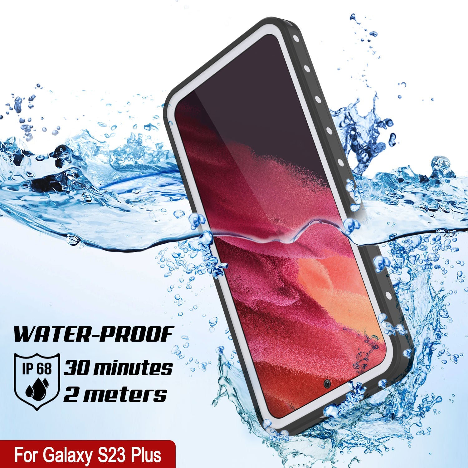 Galaxy S23+ Plus Waterproof Case, Punkcase StudStar White Thin 6.6ft Underwater IP68 Shock/Snow Proof