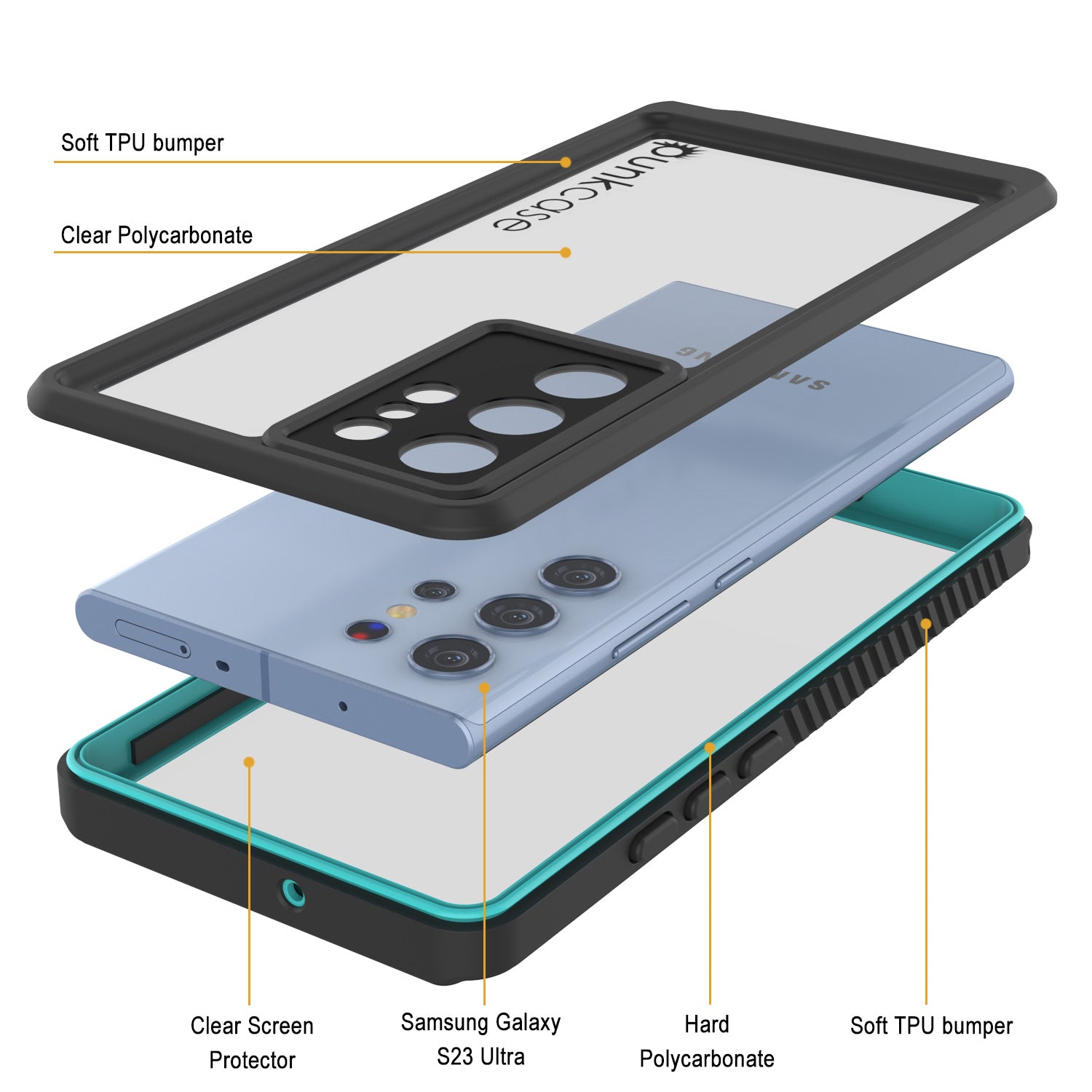 Galaxy S23 Ultra Water/ Shock/ Snowproof [Extreme Series]  Screen Protector Case [Teal]