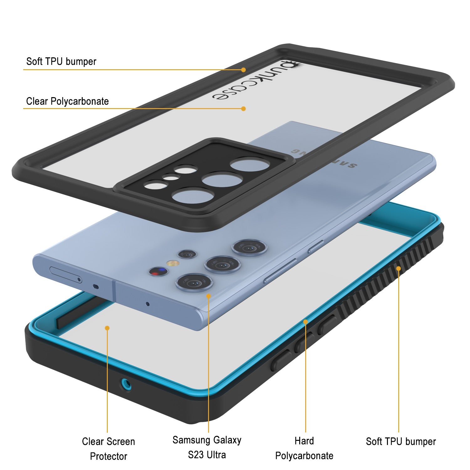 Galaxy S23 Ultra Water/ Shock/ Snow/ dirt proof [Extreme Series] Slim Case [Light Blue]