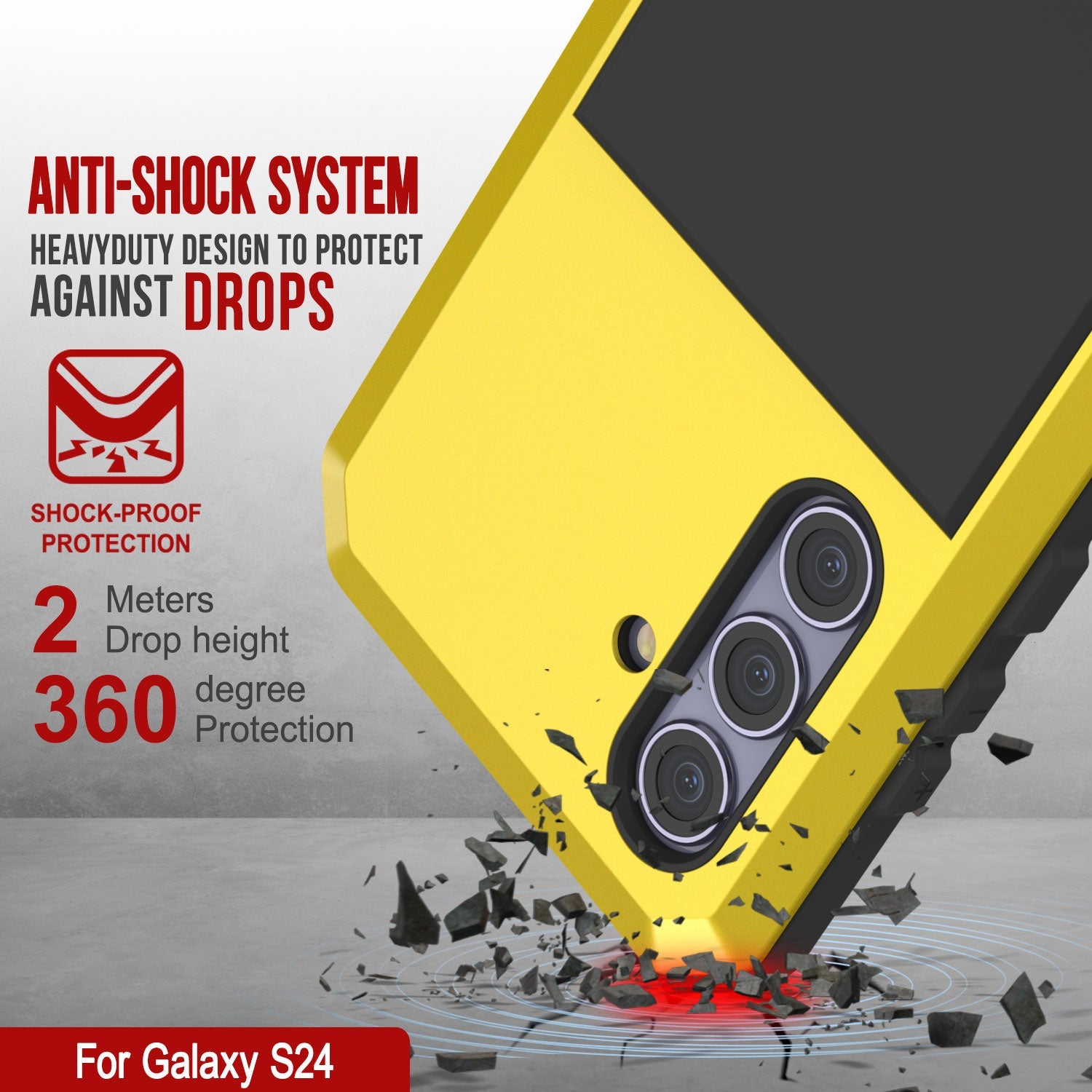 Galaxy S24 Metal Case, Heavy Duty Military Grade Armor Cover [shock proof] Full Body Hard [Yellow]