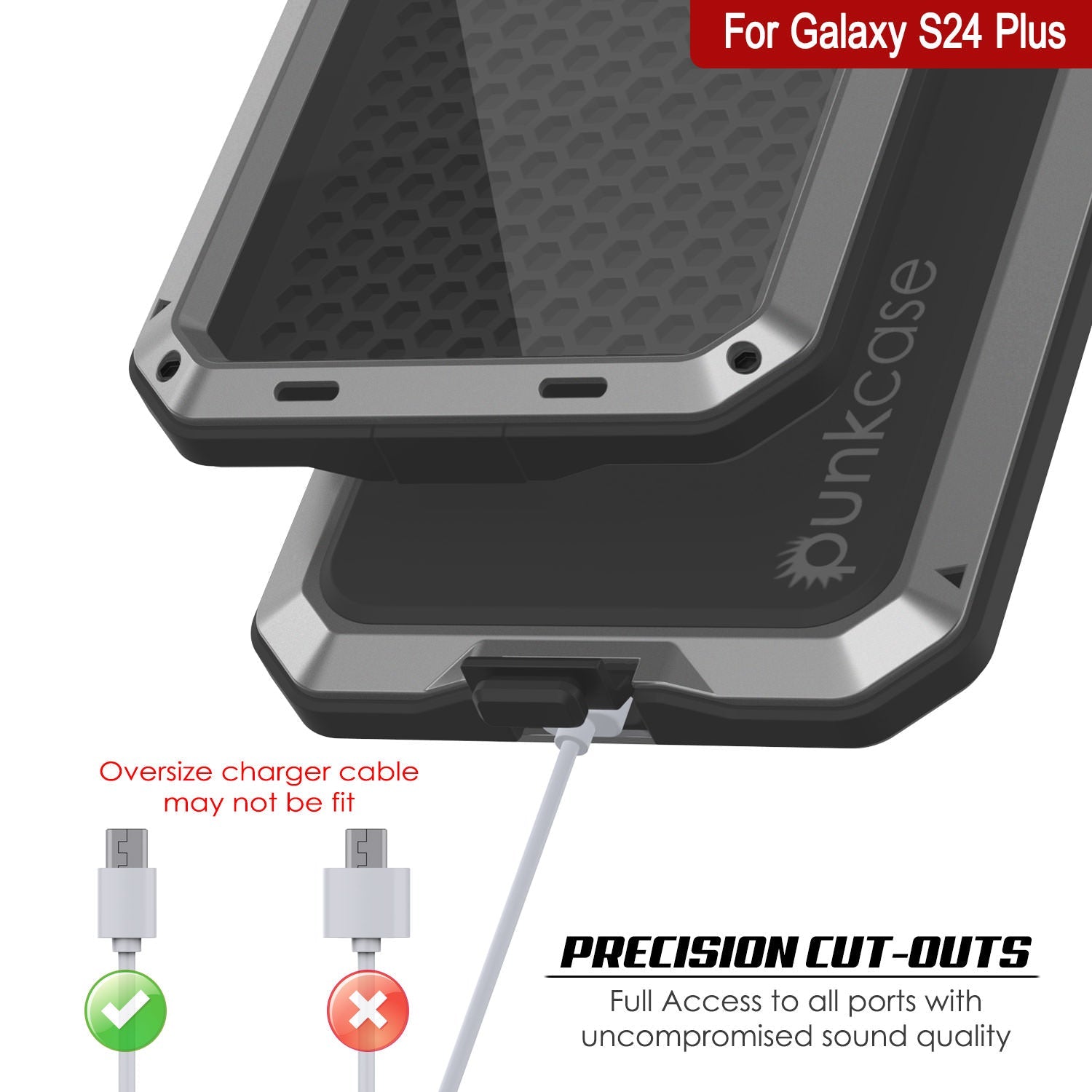 Galaxy S24 Plus Metal Case, Heavy Duty Military Grade Armor Cover [shock proof] Full Body Hard [Silver]