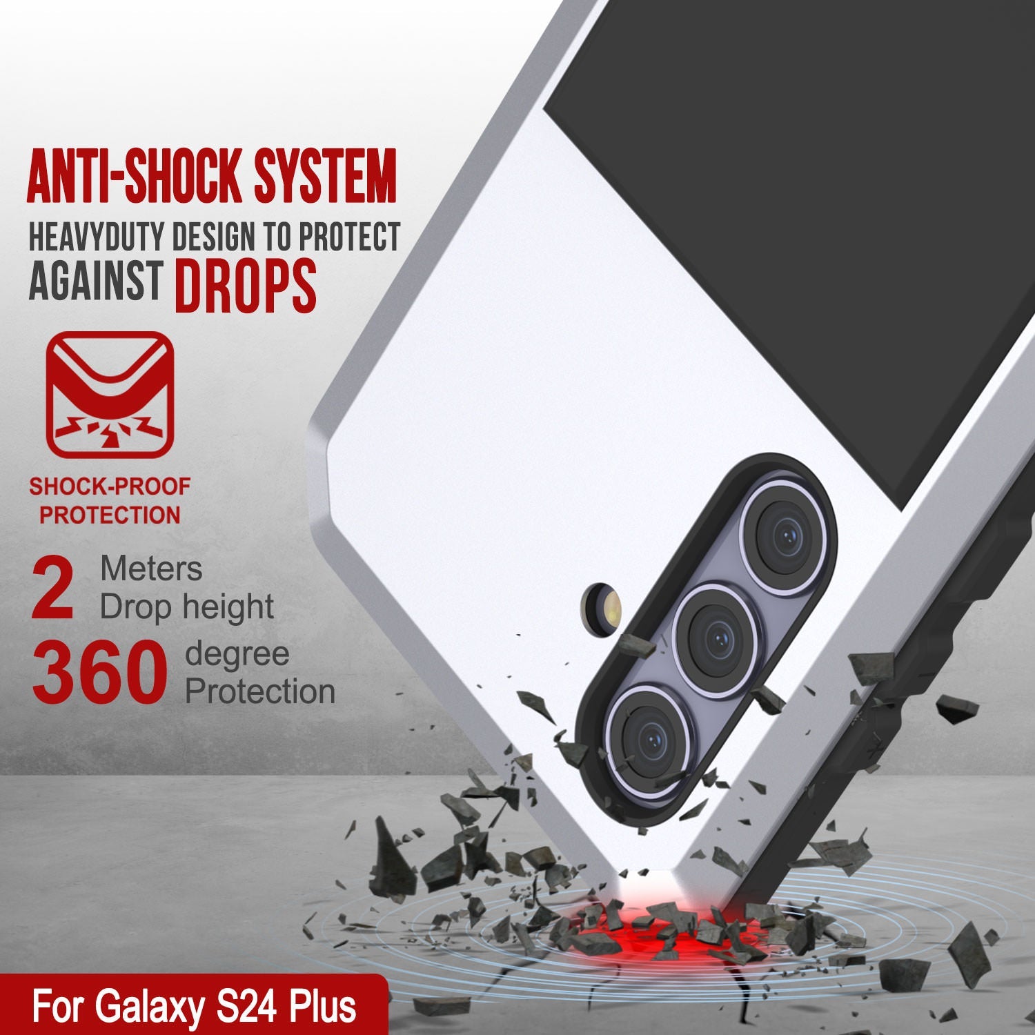 Galaxy S24 Plus Metal Case, Heavy Duty Military Grade Armor Cover [shock proof] Full Body Hard [White]