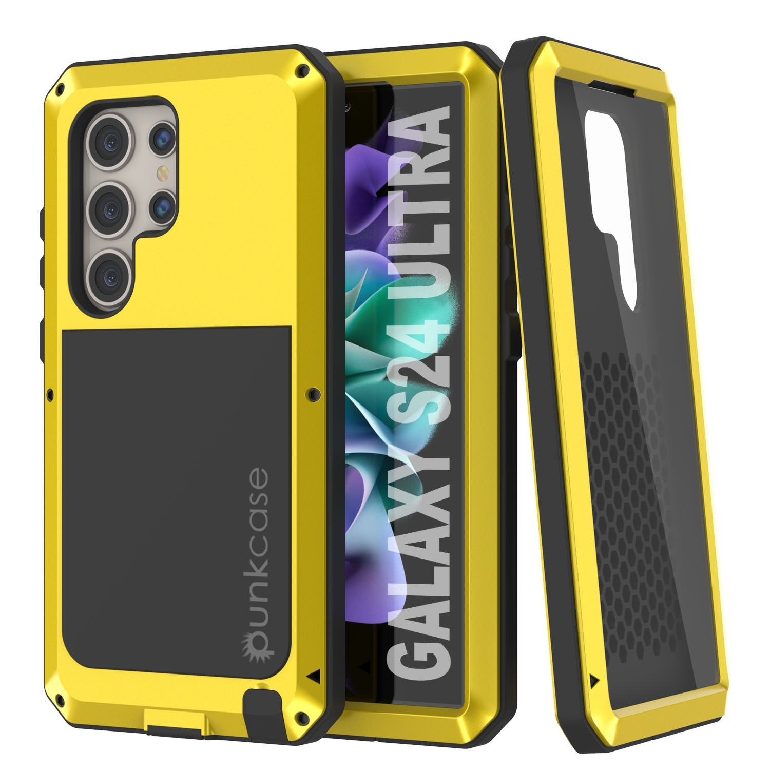 Galaxy S24 Ultra Metal Case, Heavy Duty Military Grade Armor Cover [shock proof] Full Body Hard [Yellow]