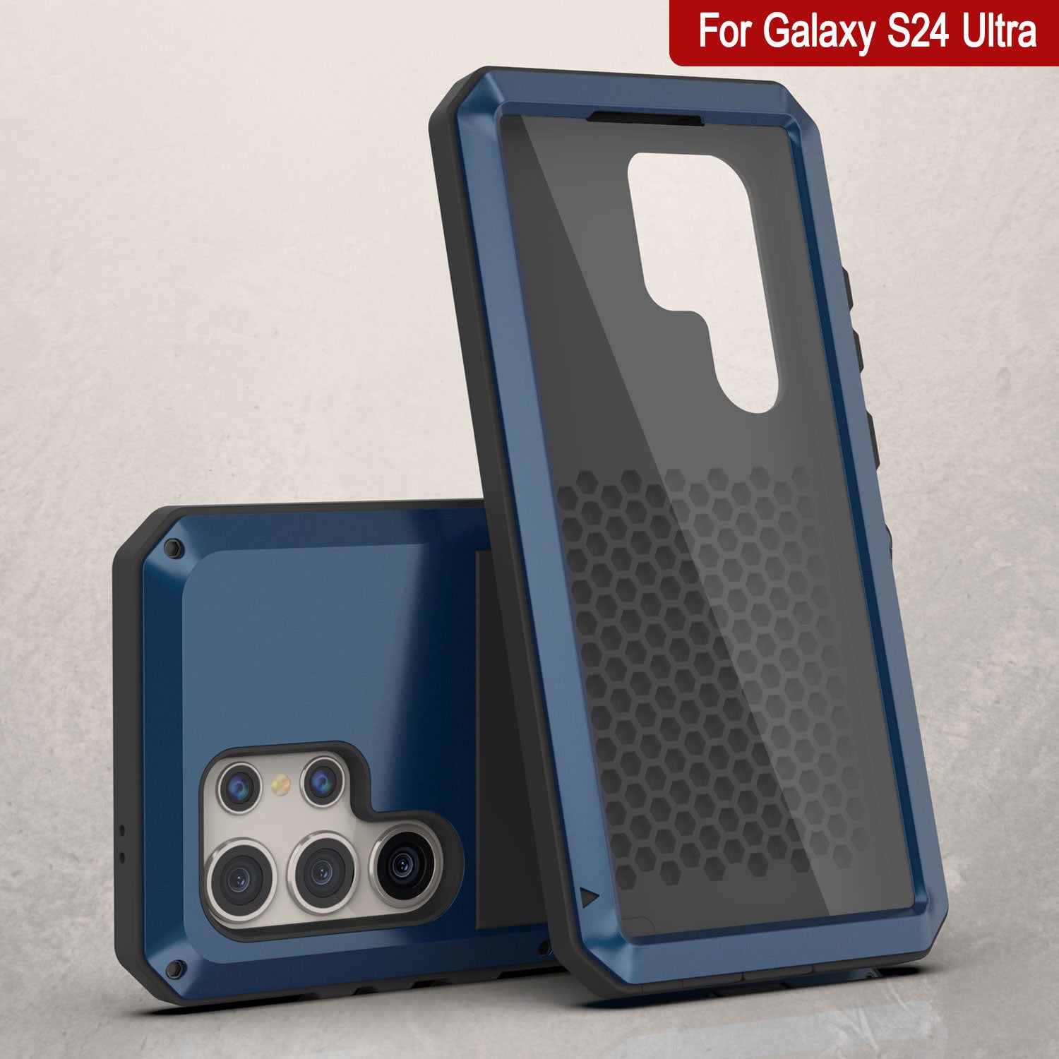 Galaxy S24 Ultra Metal Case, Heavy Duty Military Grade Armor Cover [shock proof] Full Body Hard [Blue]