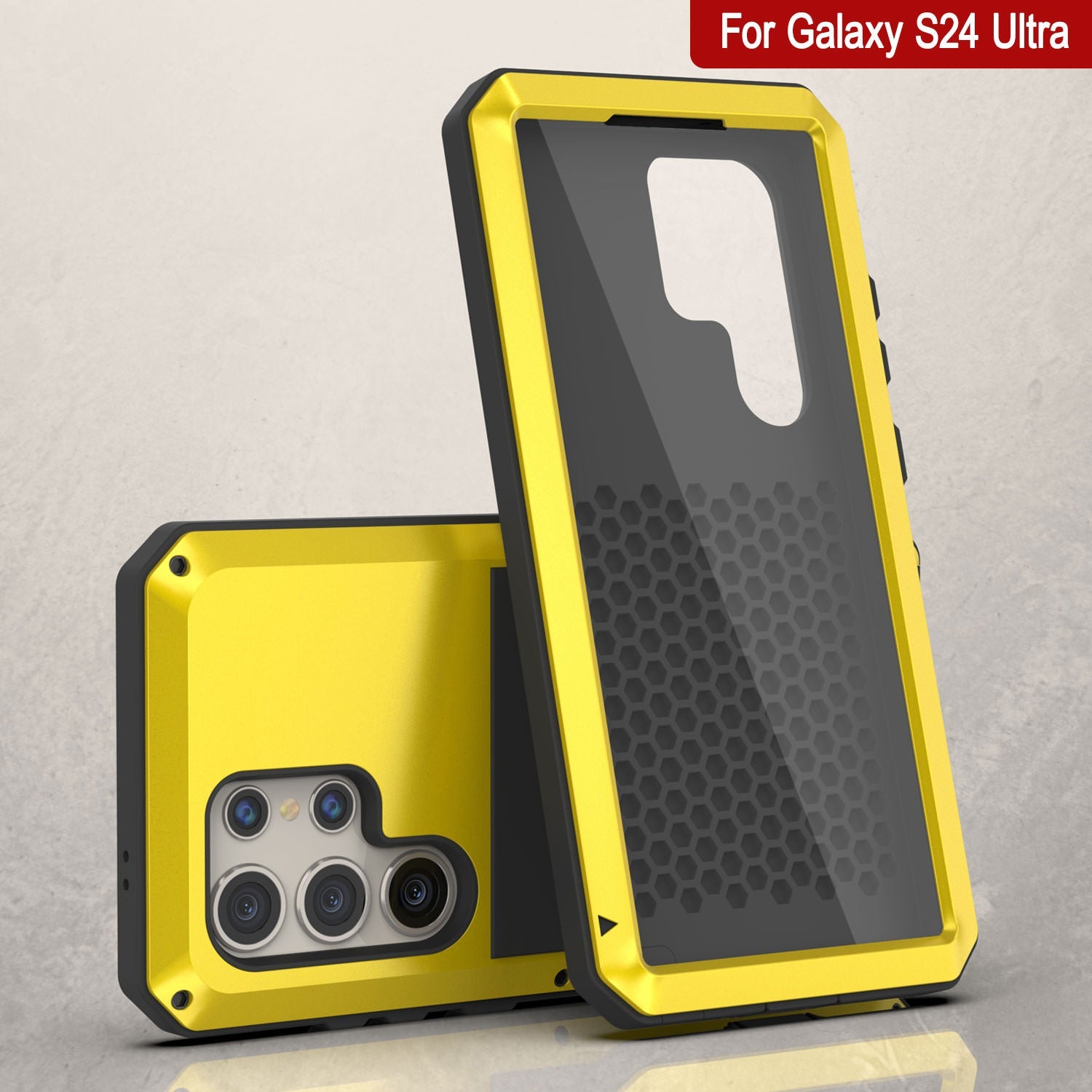 Galaxy S24 Ultra Metal Case, Heavy Duty Military Grade Armor Cover [shock proof] Full Body Hard [Yellow]