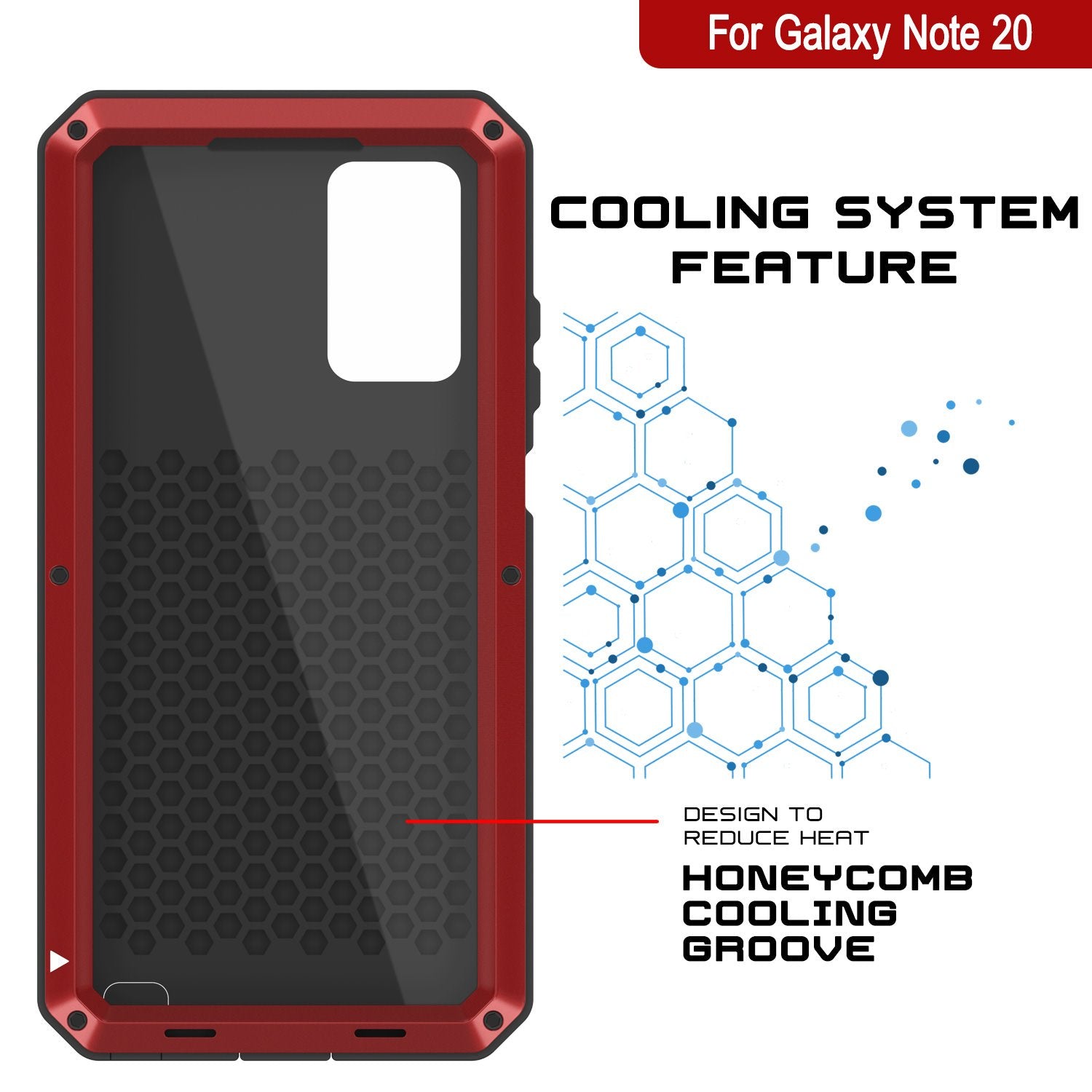 Galaxy Note 20  Case, PUNKcase Metallic Red Shockproof  Slim Metal Armor Case [Red]