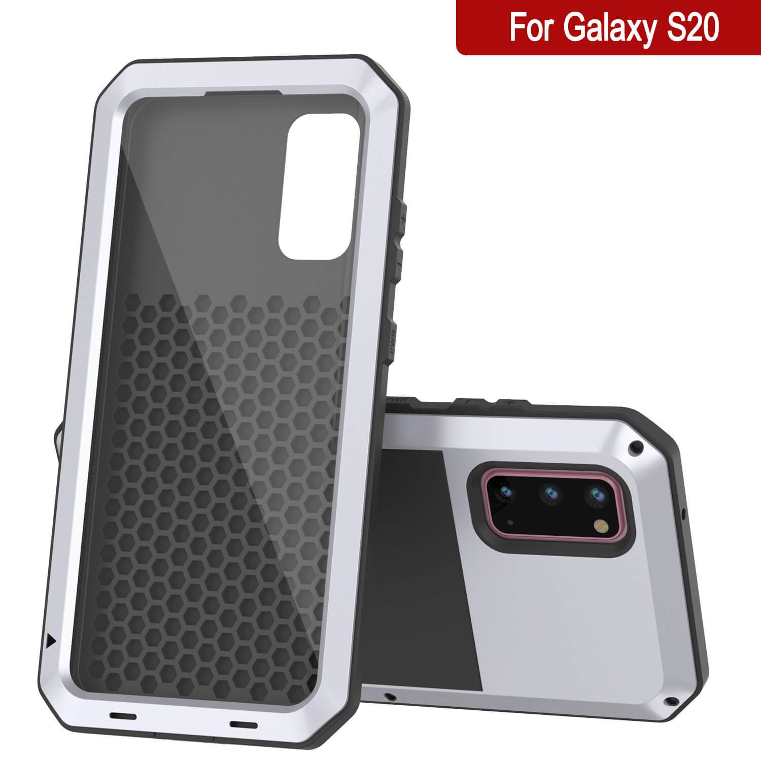 Galaxy s20 Metal Case, Heavy Duty Military Grade Rugged Armor Cover [White]