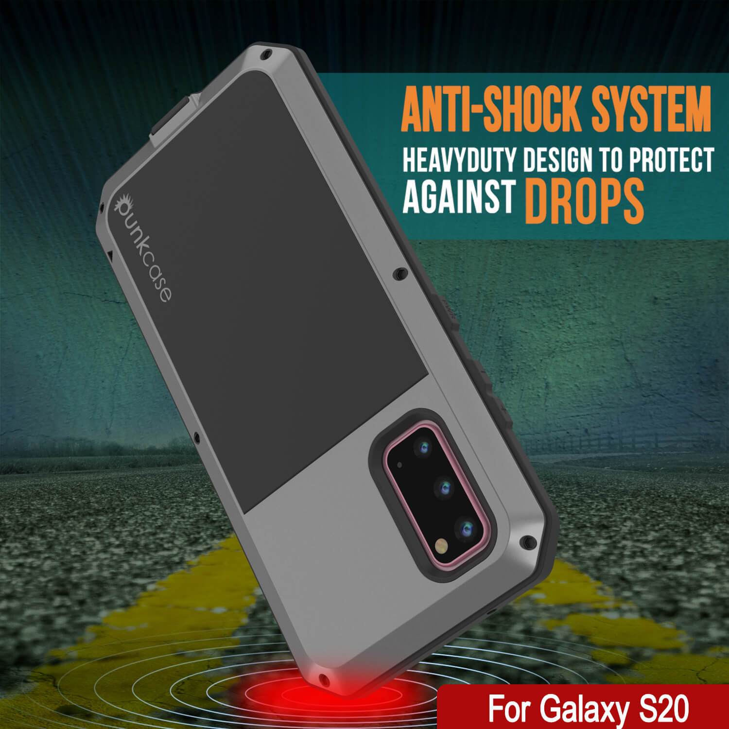 Galaxy s20 Metal Case, Heavy Duty Military Grade Rugged Armor Cover [Silver]