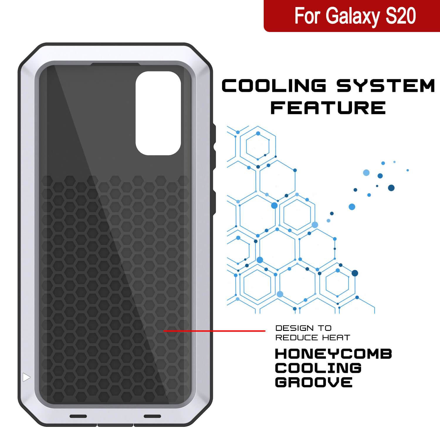 Galaxy s20 Metal Case, Heavy Duty Military Grade Rugged Armor Cover [White]