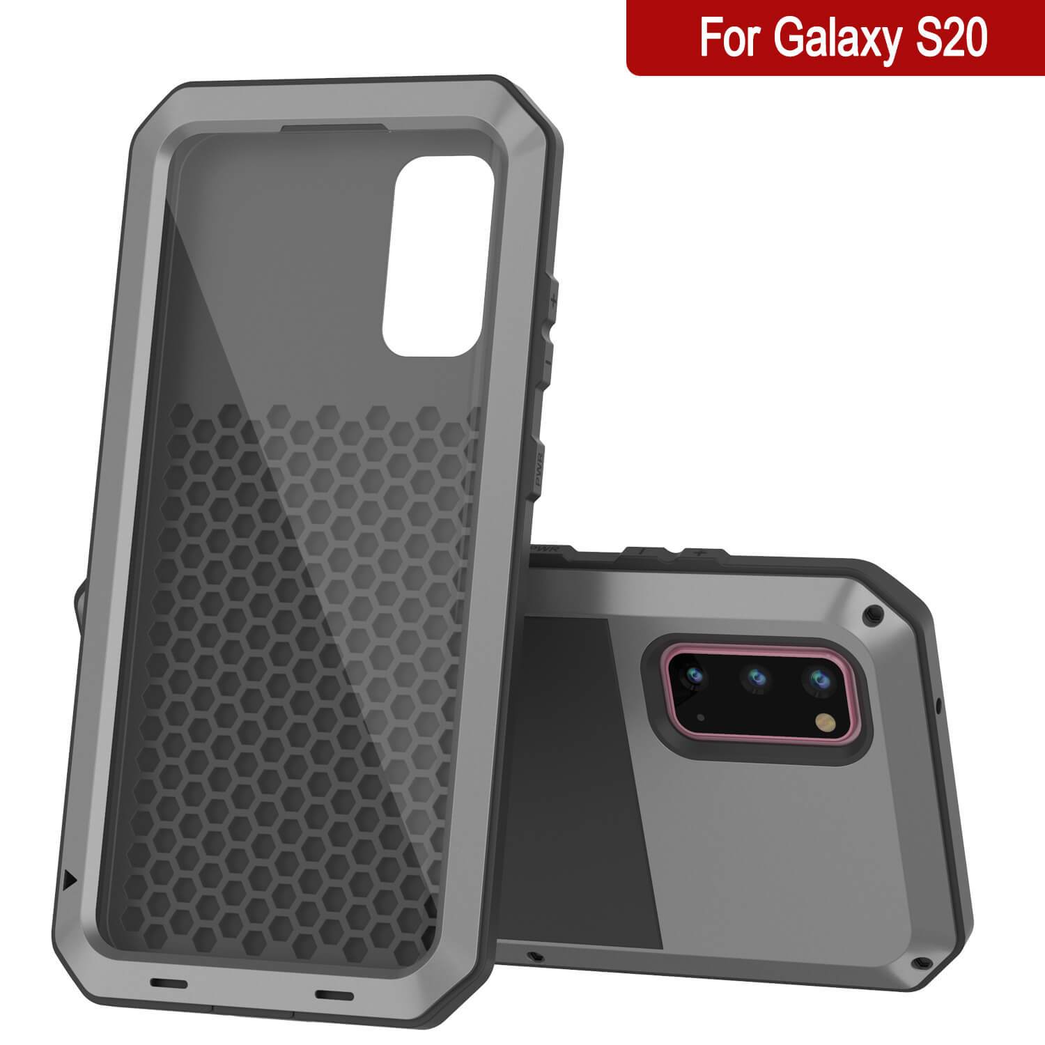 Galaxy s20 Metal Case, Heavy Duty Military Grade Rugged Armor Cover [Silver]