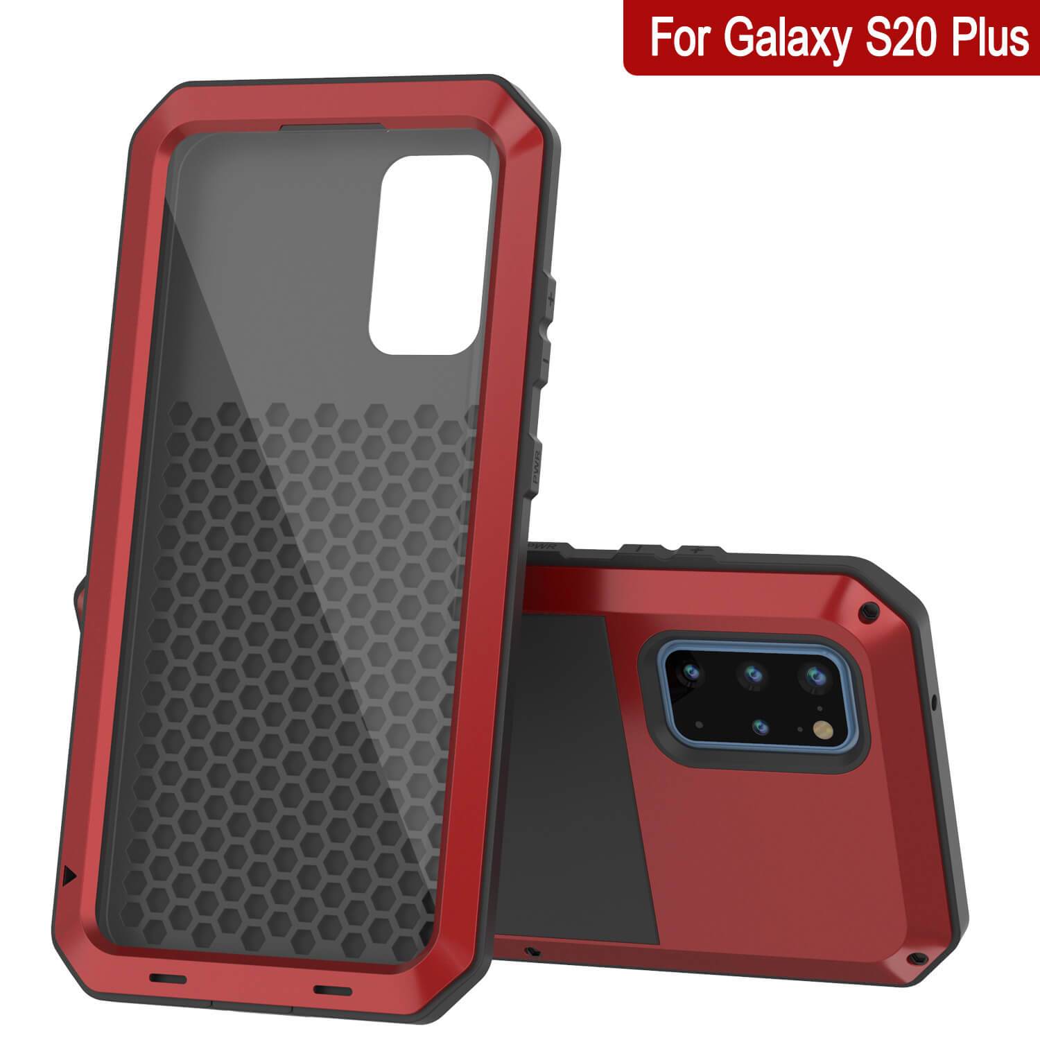 Galaxy s20+ Plus Metal Case, Heavy Duty Military Grade Rugged Armor Cover [Red]