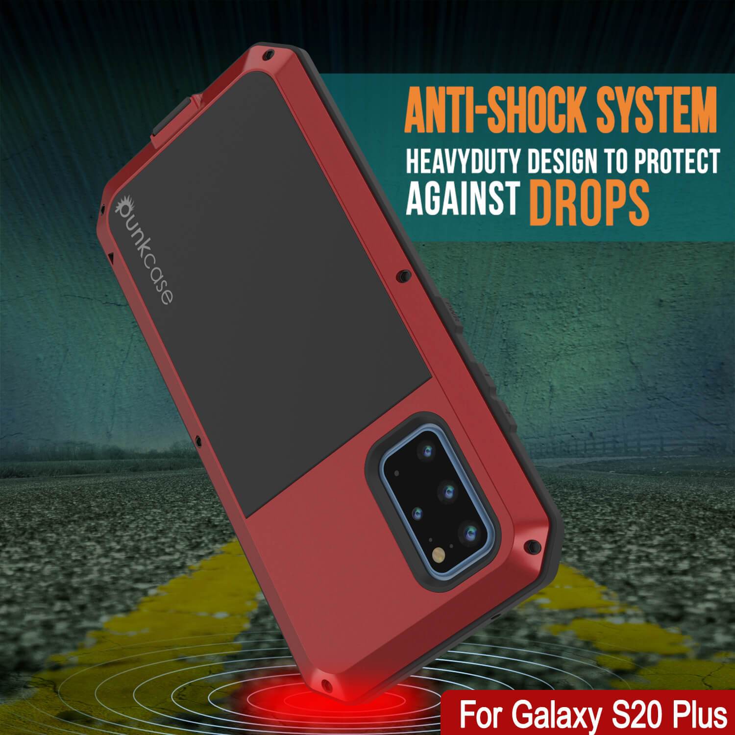 Galaxy s20+ Plus Metal Case, Heavy Duty Military Grade Rugged Armor Cover [Red]