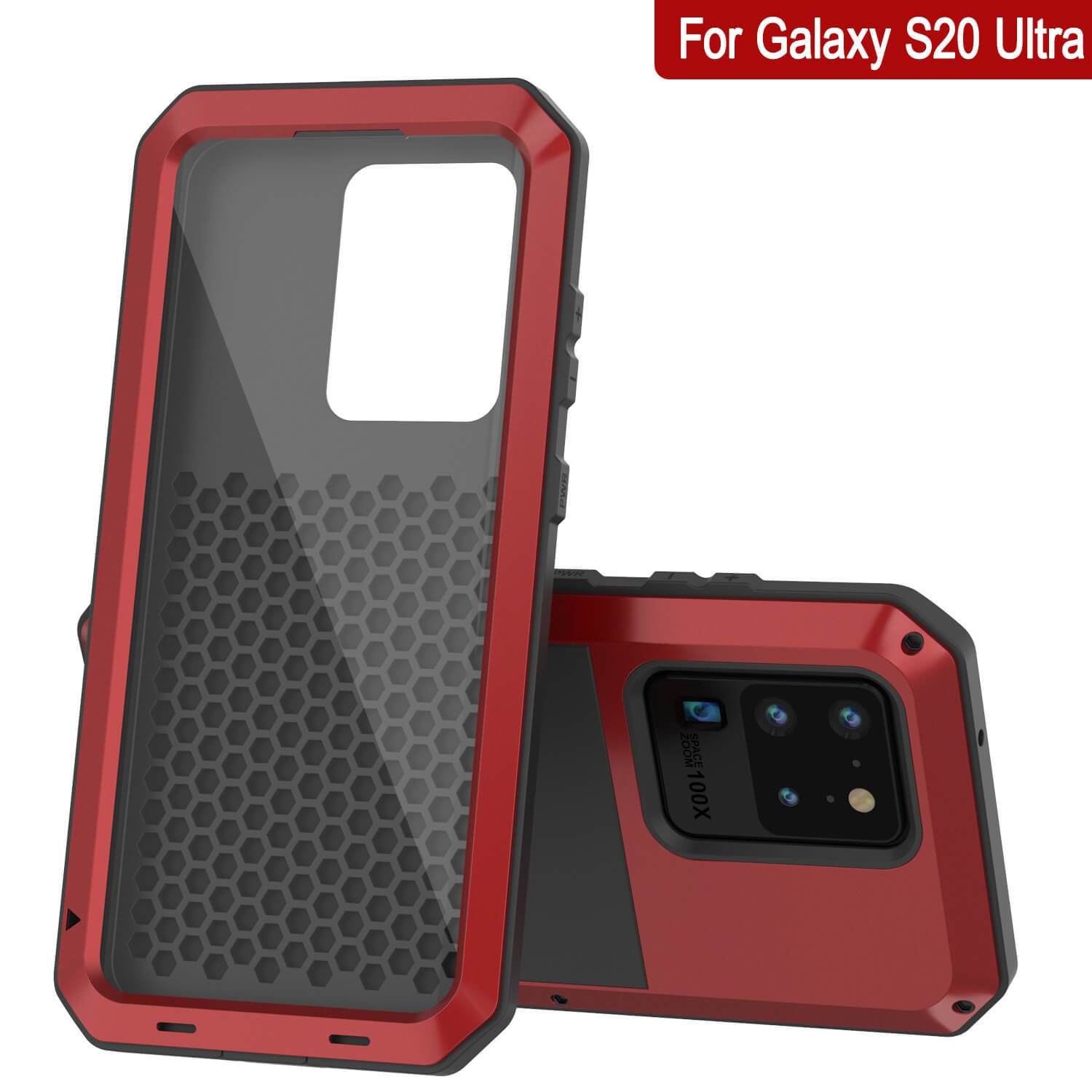 Galaxy S20 Ultra Metal Case, Heavy Duty Military Grade Rugged Armor Cover [Red]