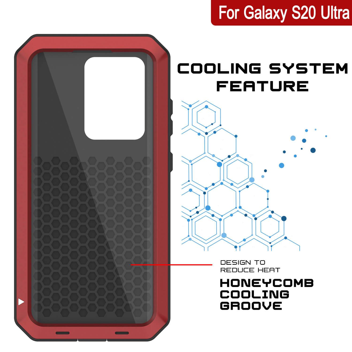 Galaxy S20 Ultra Metal Case, Heavy Duty Military Grade Rugged Armor Cover [Red]