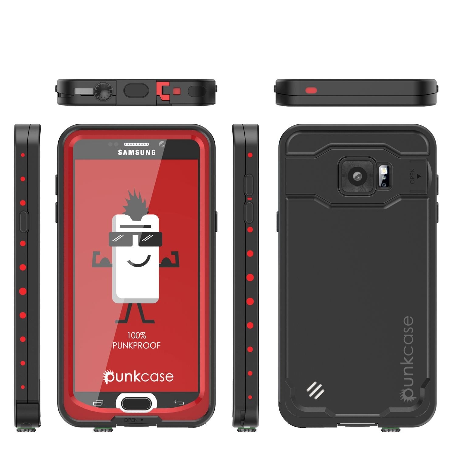 Galaxy Note 5 Waterproof Case, Punkcase StudStar Red Water/Shock/Dirt/Snow Proof | Lifetime Warranty