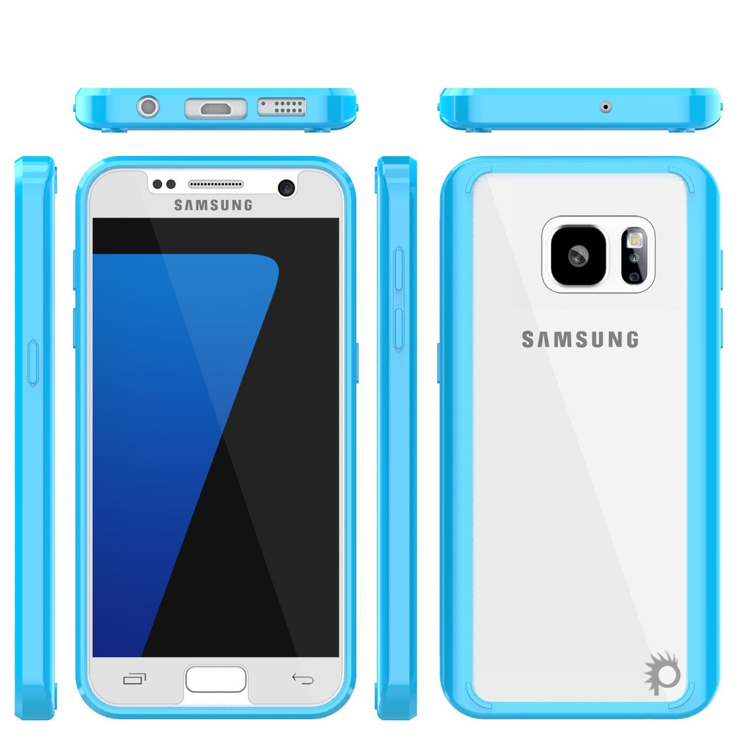 S7 Case Punkcase® LUCID 2.0 Light Blue Series w/ PUNK SHIELD Glass Screen Protector | Ultra Fit