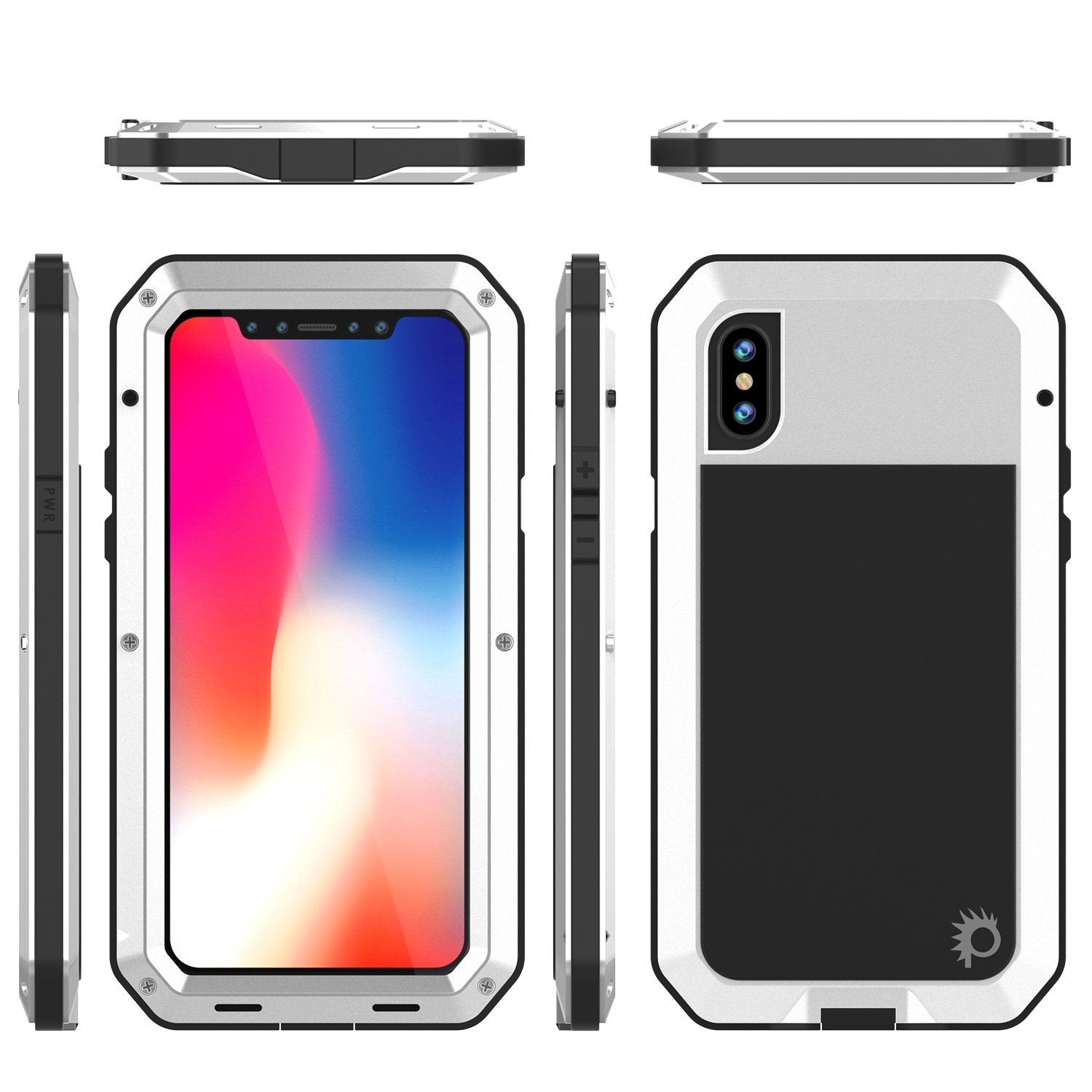 iPhone XR Metal Case, Heavy Duty Military Grade Armor Cover [shock proof] Full Body Hard [White]