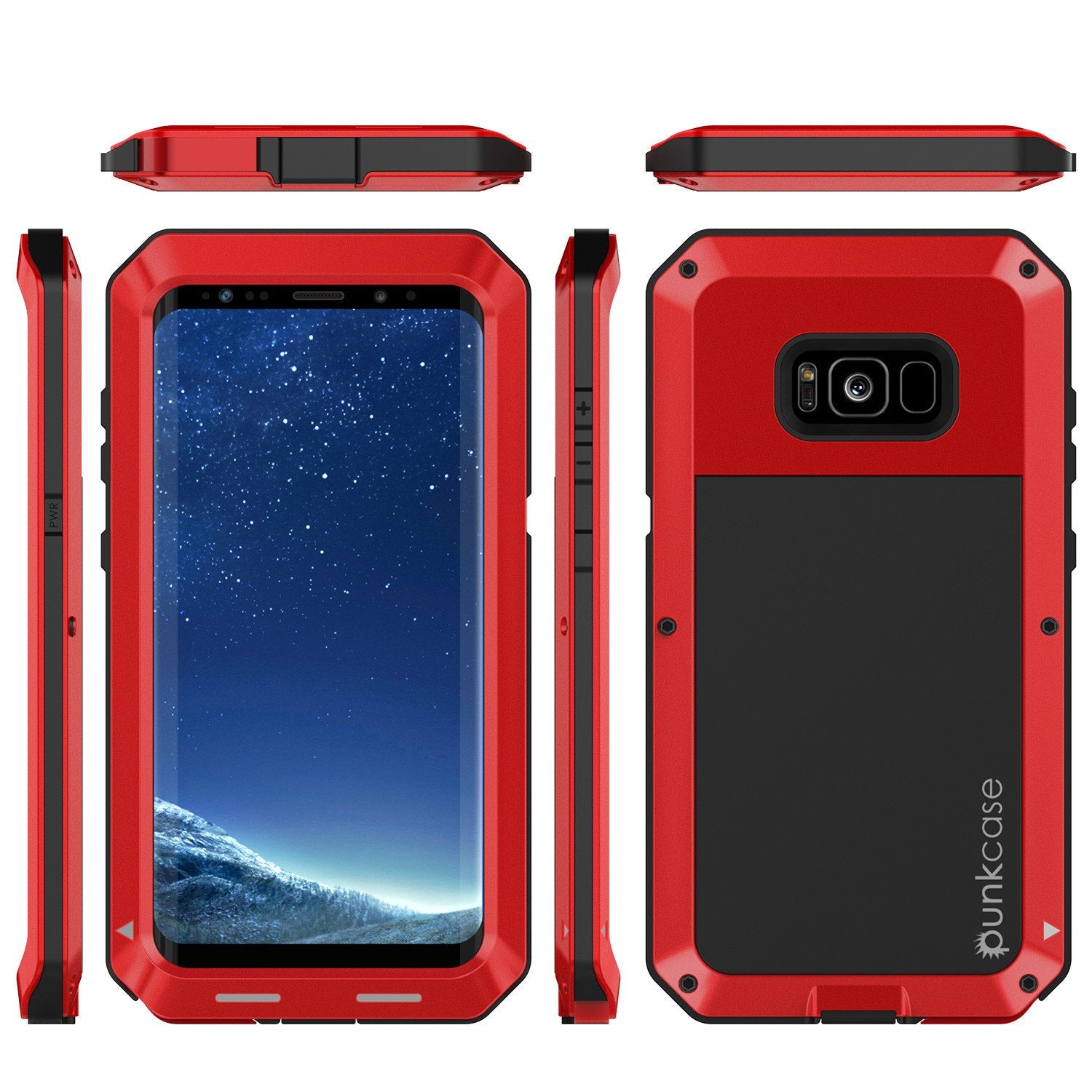 Galaxy S8 Plus Metal PunkCase, Heavy Duty Militar Armor Cover, Red