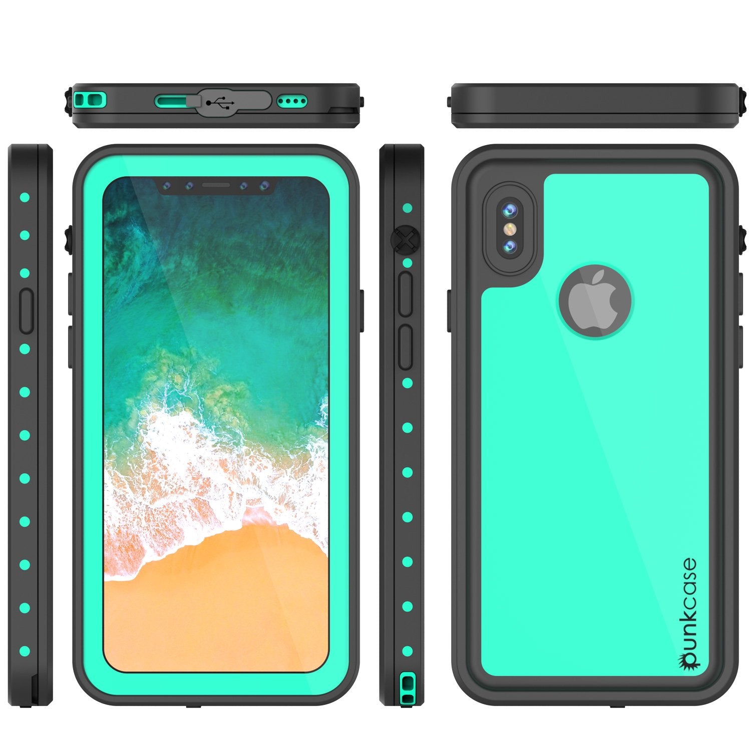 iPhone X Plus Waterproof Case, Punkcase StudStar Series Cover [Teal]