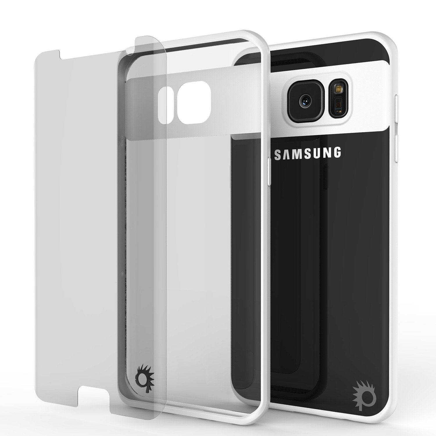 Galaxy S7 Edge Case [MASK Series] [WHITE] Full Body Hybrid Dual Layer TPU Cover W/ Protective PUNKSHIELD Screen Protector