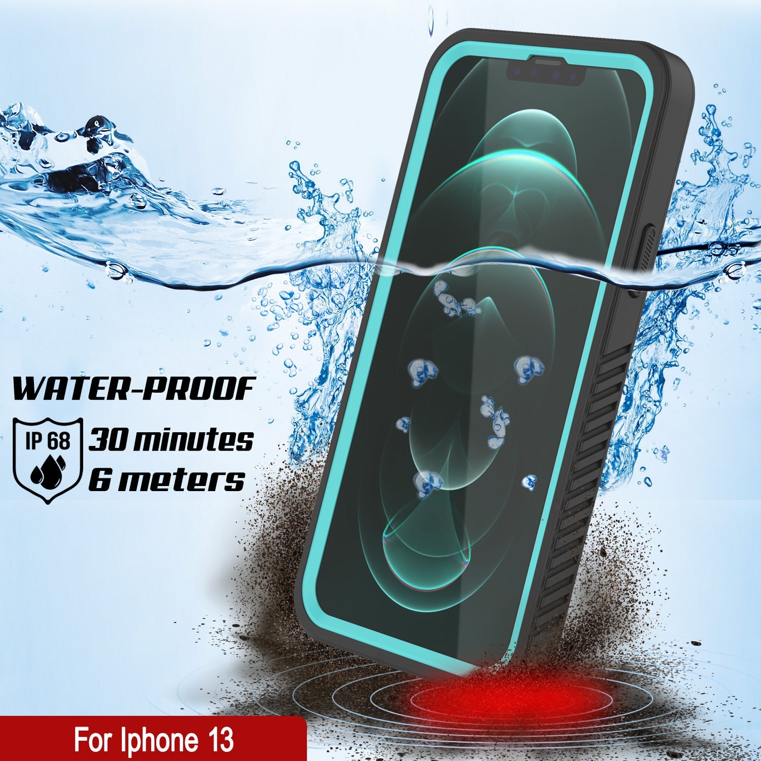 iPhone 13  Waterproof Case, Punkcase [Extreme Series] Armor Cover W/ Built In Screen Protector [Teal]