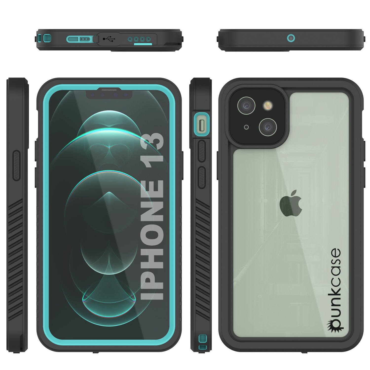 iPhone 13  Waterproof Case, Punkcase [Extreme Series] Armor Cover W/ Built In Screen Protector [Teal]