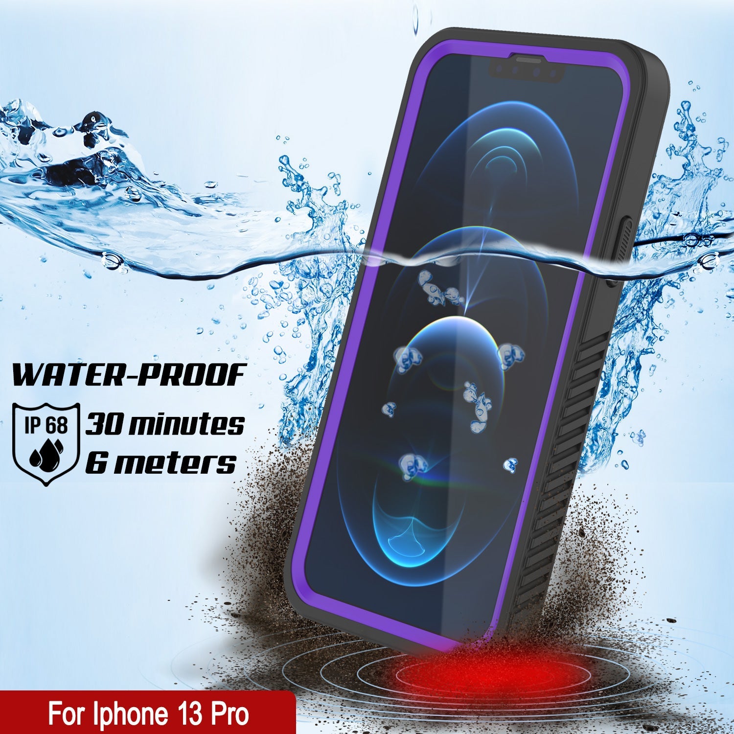 iPhone 13 Pro  Waterproof Case, Punkcase [Extreme Series] Armor Cover W/ Built In Screen Protector [Purple]