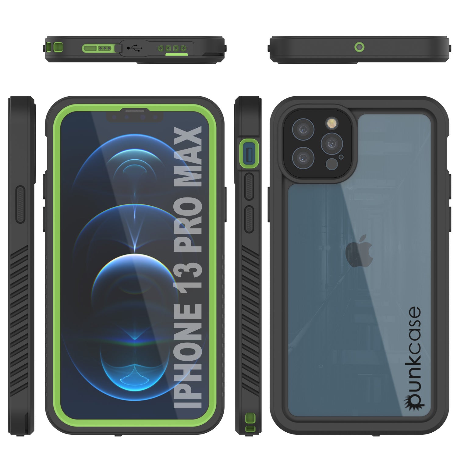 iPhone 13 Pro Max  Waterproof Case, Punkcase [Extreme Series] Armor Cover W/ Built In Screen Protector [Light Green]