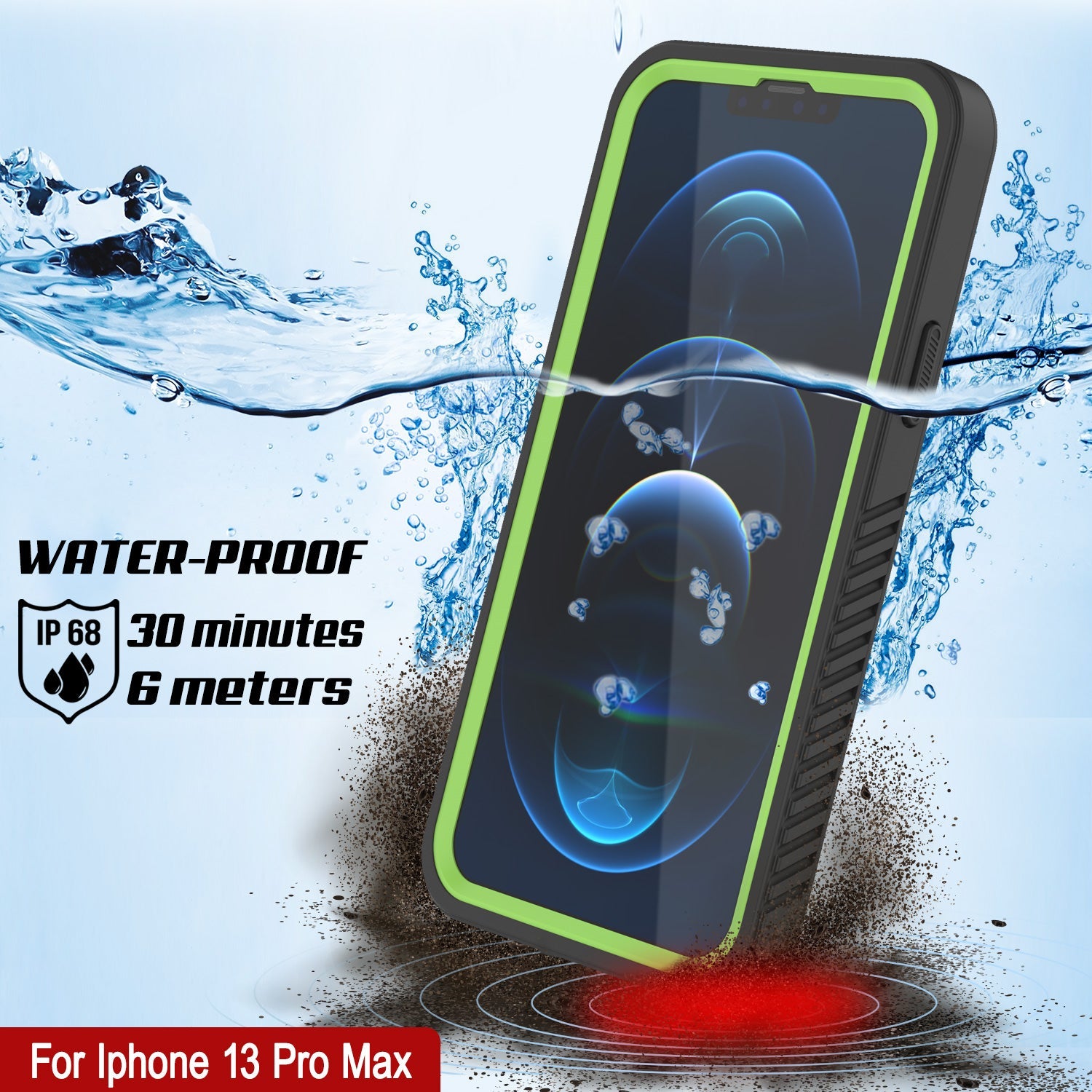 iPhone 13 Pro Max  Waterproof Case, Punkcase [Extreme Series] Armor Cover W/ Built In Screen Protector [Light Green]