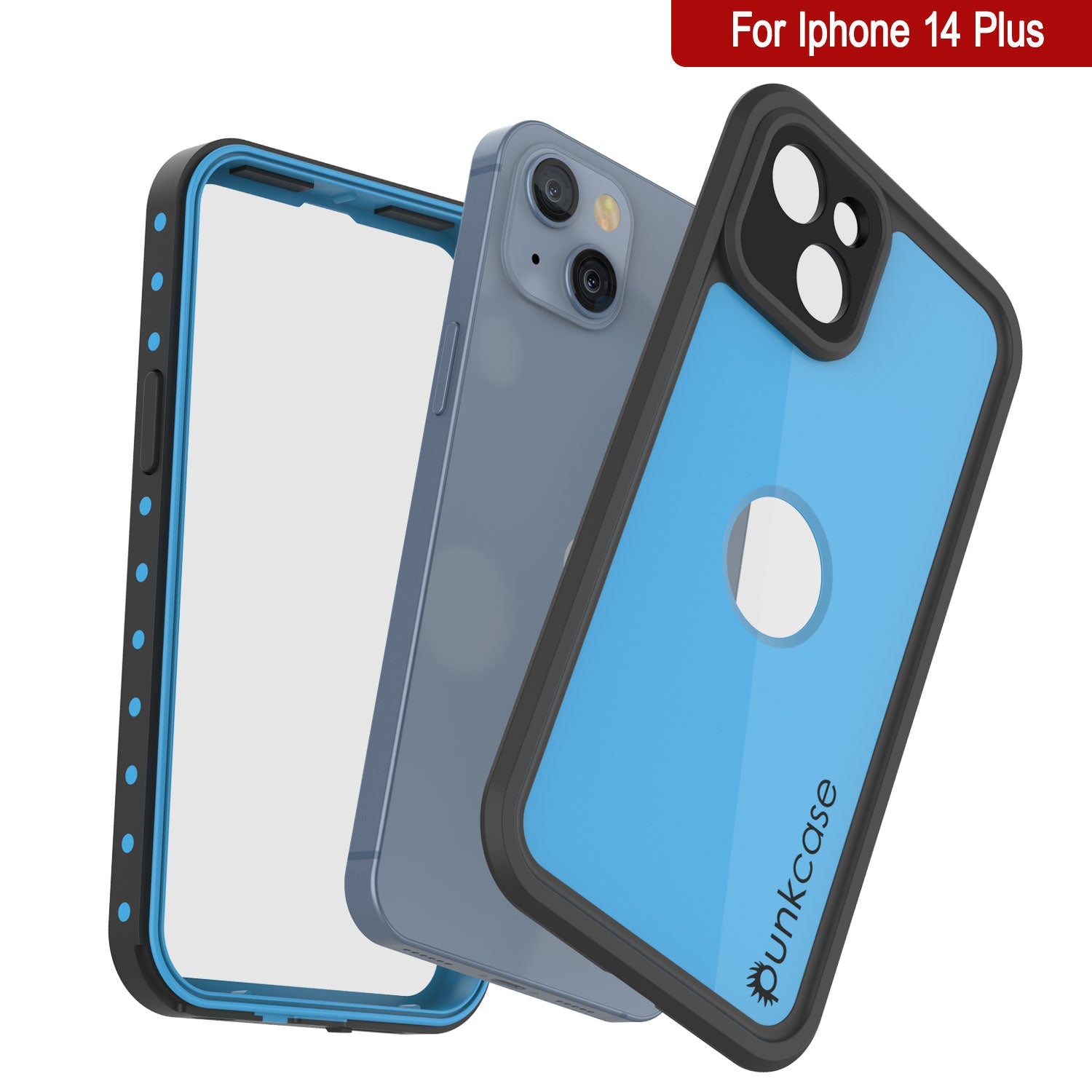 iPhone 14 Plus Waterproof IP68 Case, Punkcase [Light blue] [StudStar Series] [Slim Fit] [Dirtproof]