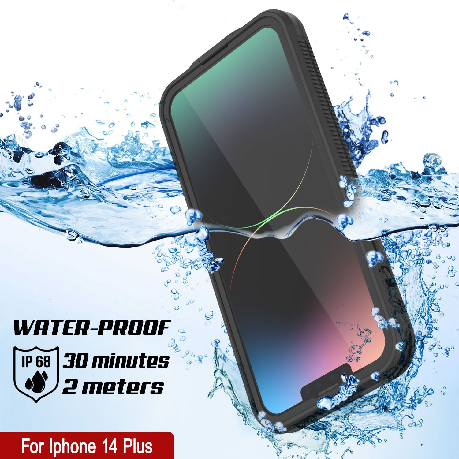 Punkcase iPhone 14 Plus Waterproof Case [Aqua Series] Armor Cover [Black]