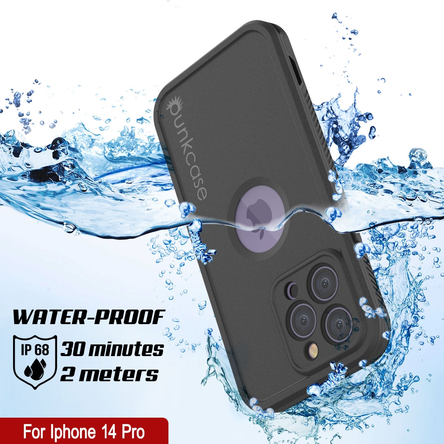 Punkcase iPhone 14 Pro Waterproof Case [Aqua Extreme Series] Armor Cover [Black]