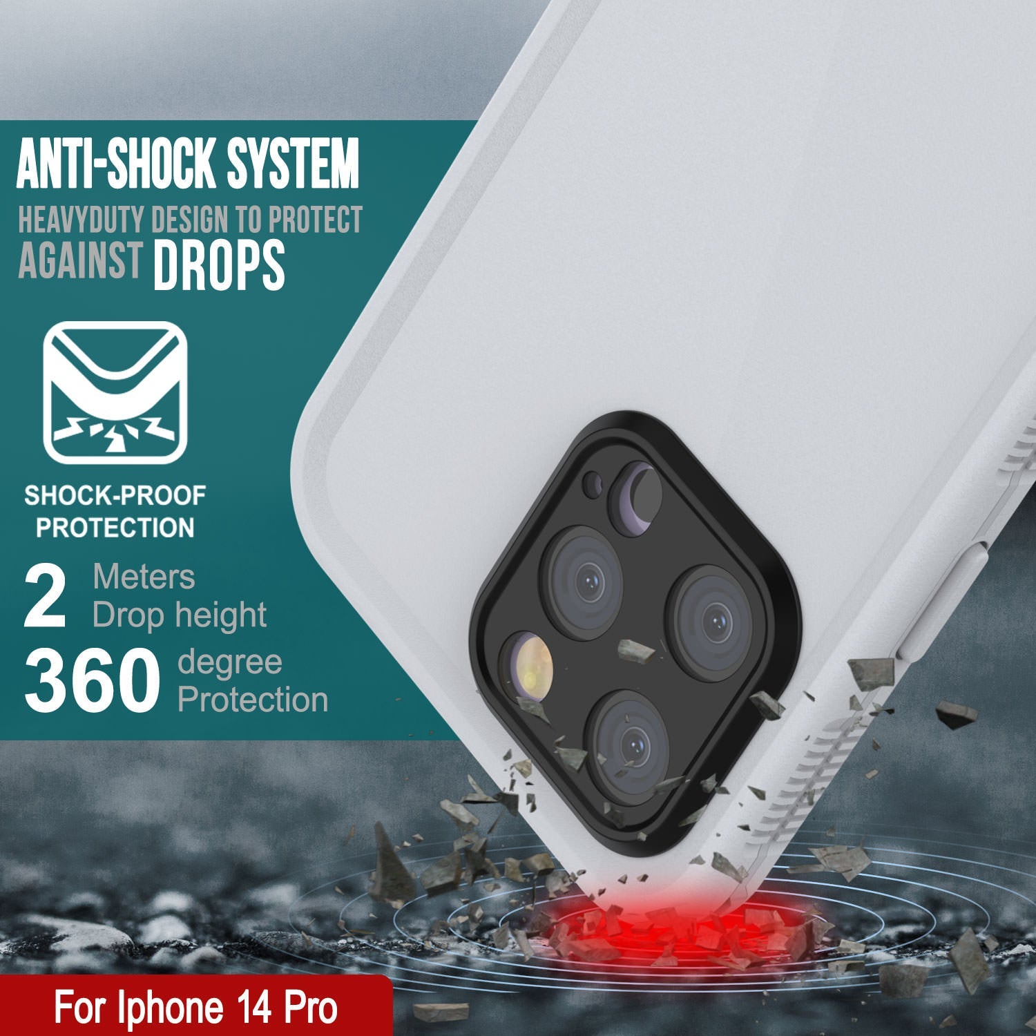 Punkcase iPhone 14 Pro Waterproof Case [Aqua Series] Armor Cover [White]