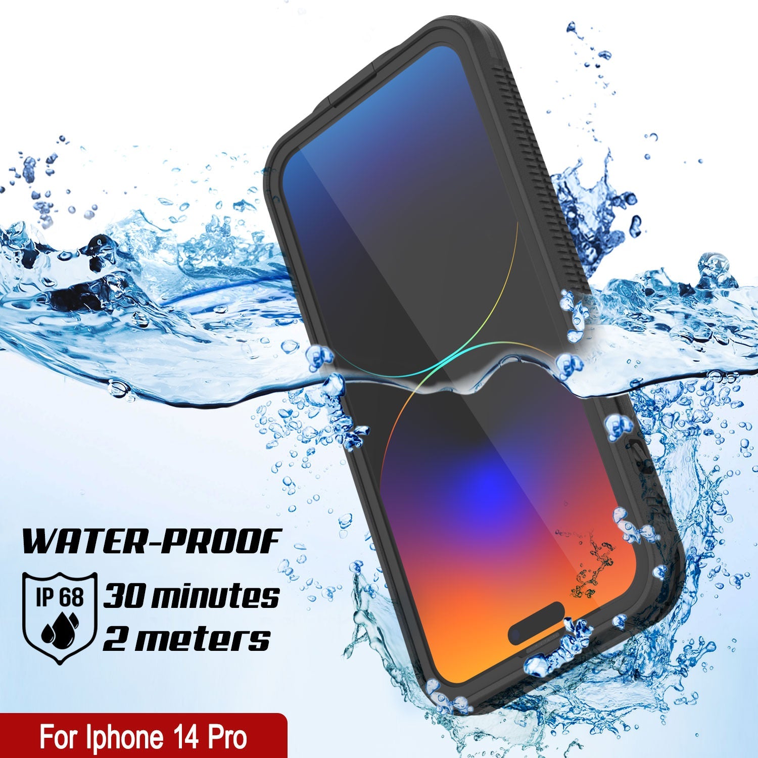 Punkcase iPhone 14 Pro Waterproof Case [Aqua Series] Armor Cover [Black]