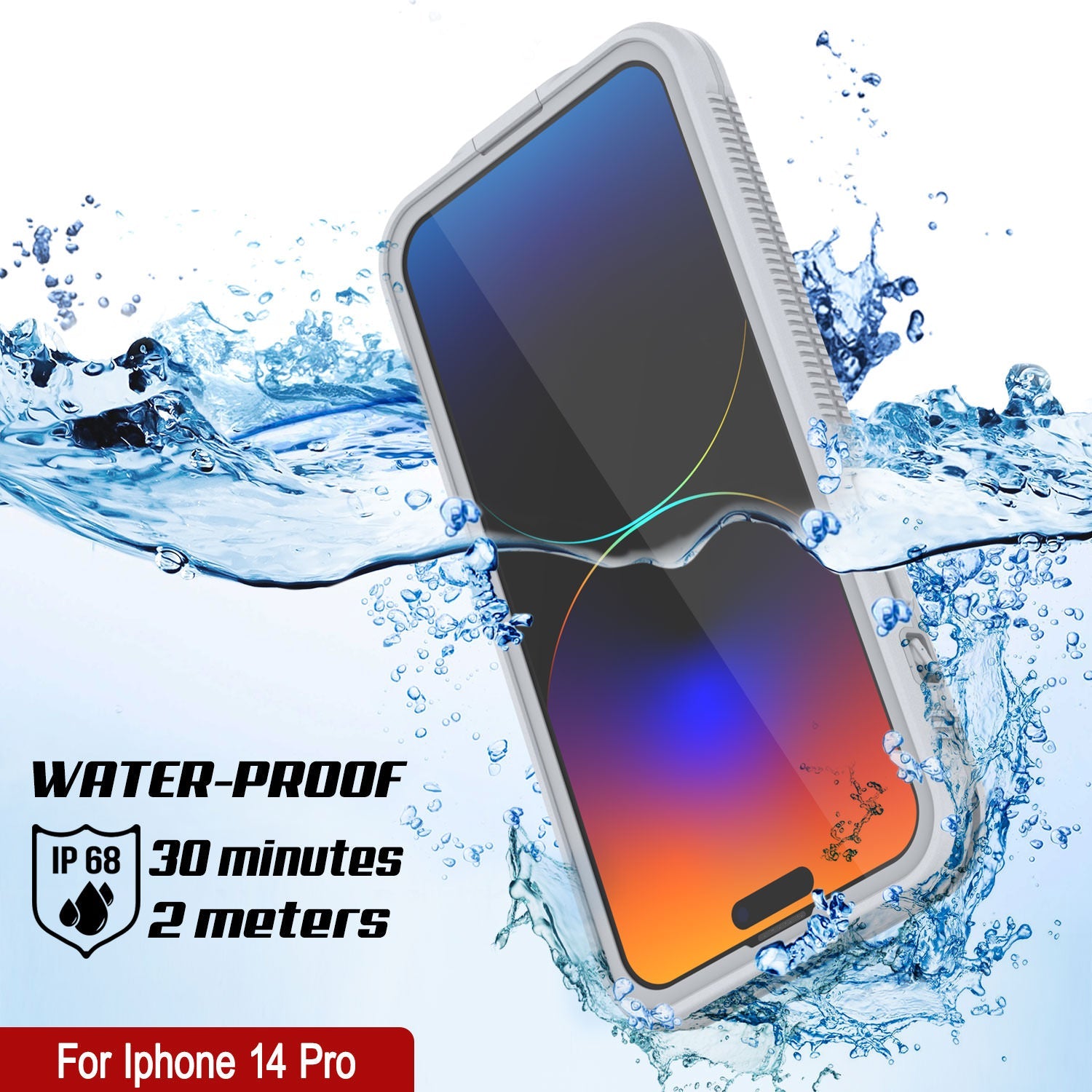 Punkcase iPhone 14 Pro Waterproof Case [Aqua Series] Armor Cover [White]