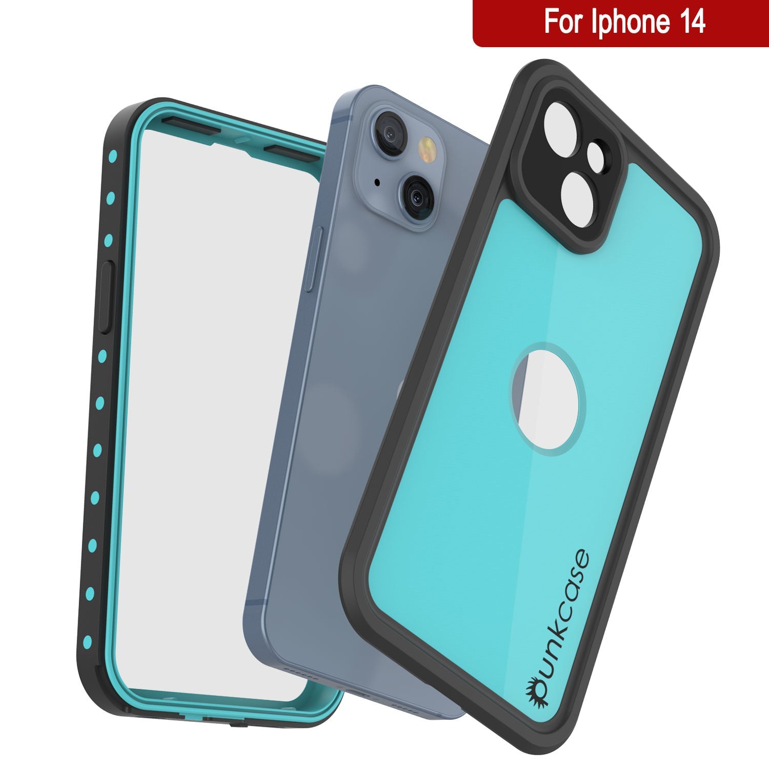 iPhone 14 Waterproof IP68 Case, Punkcase [Teal] [StudStar Series] [Slim Fit]