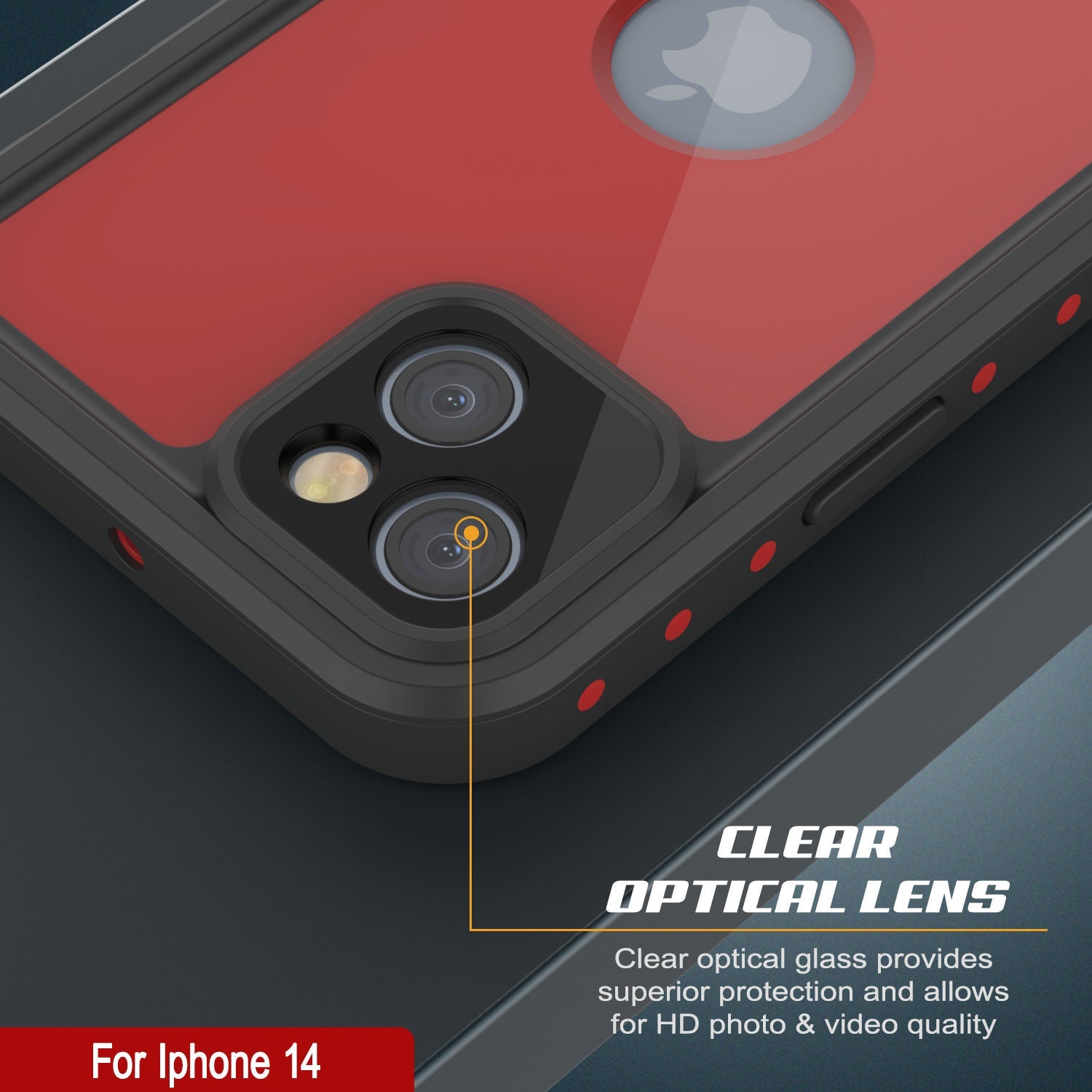 iPhone 14 Waterproof IP68 Case, Punkcase [Red] [StudStar Series] [Slim Fit]