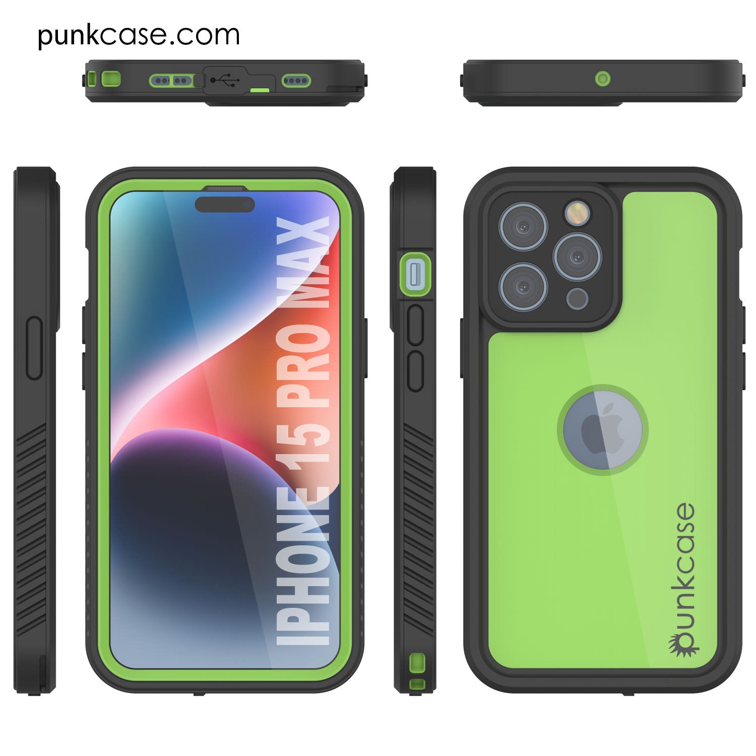 iPhone 15 Pro Max Waterproof IP68 Case, Punkcase [Light green] [StudStar Series] [Slim Fit] [Dirtproof]