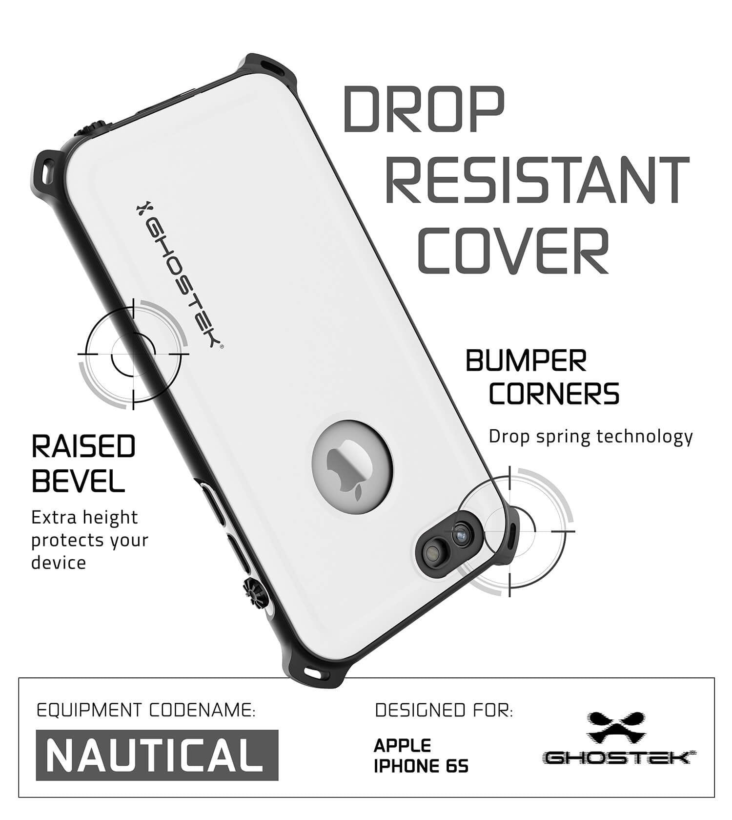 iPhone 6S/6 Waterproof Case, Ghostek® Nautical White Series| Underwater | Aluminum Frame | Ultra Fit